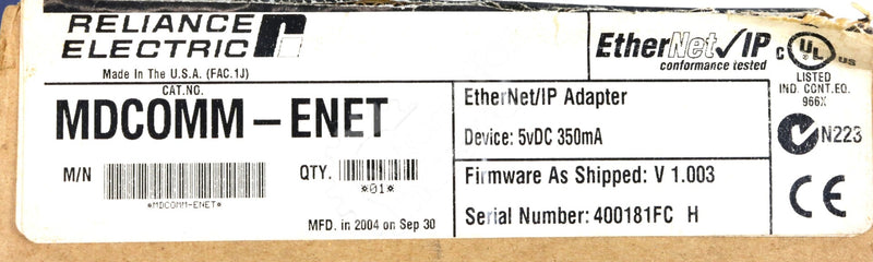 MDCOMM-ENET By Reliance Electric Ethernet/IP COMM Card NSFP MD65