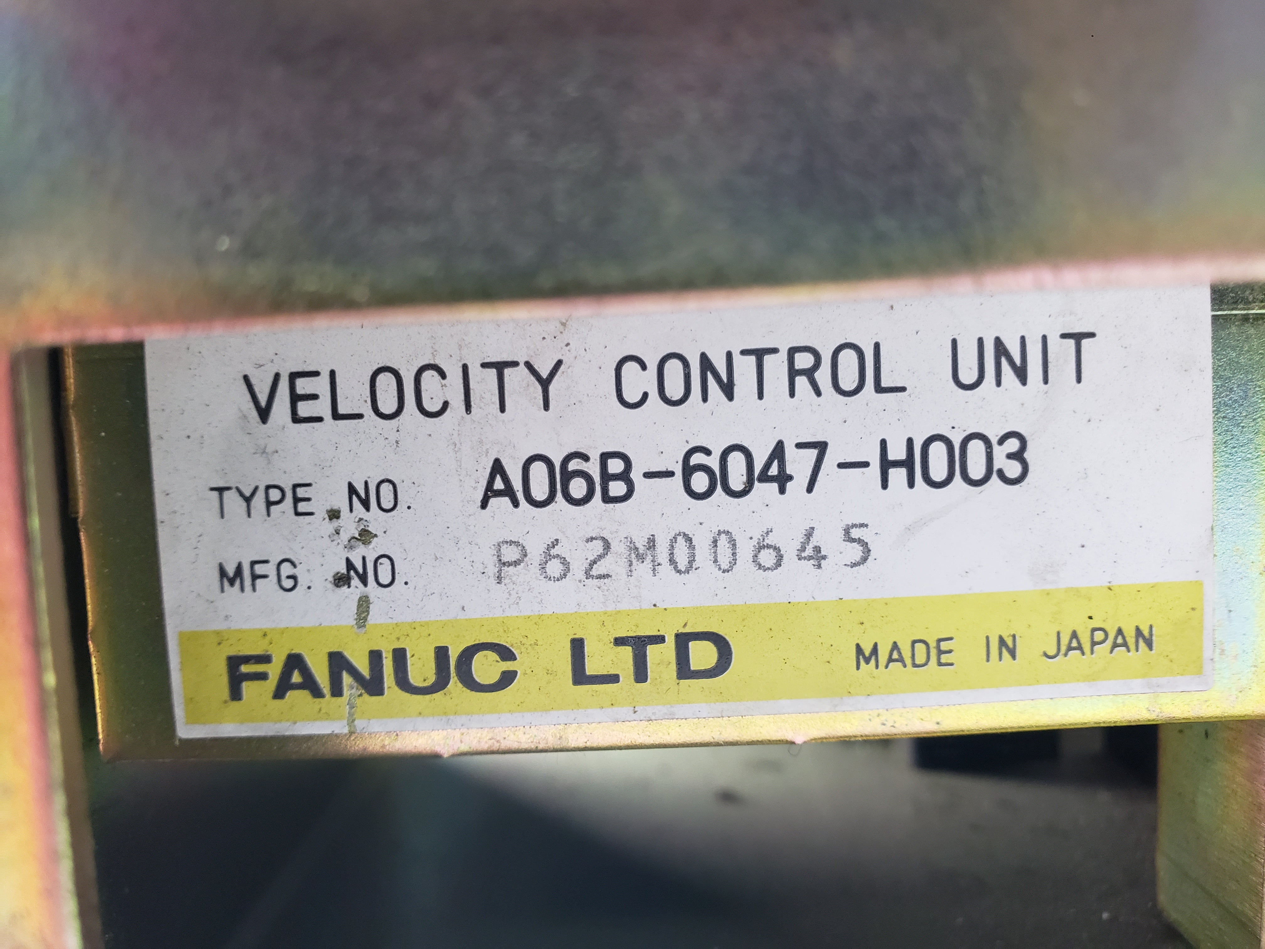 Fanuc CNC A06B-6047-H003 Velocity Control Unit with A20B-0009-0320