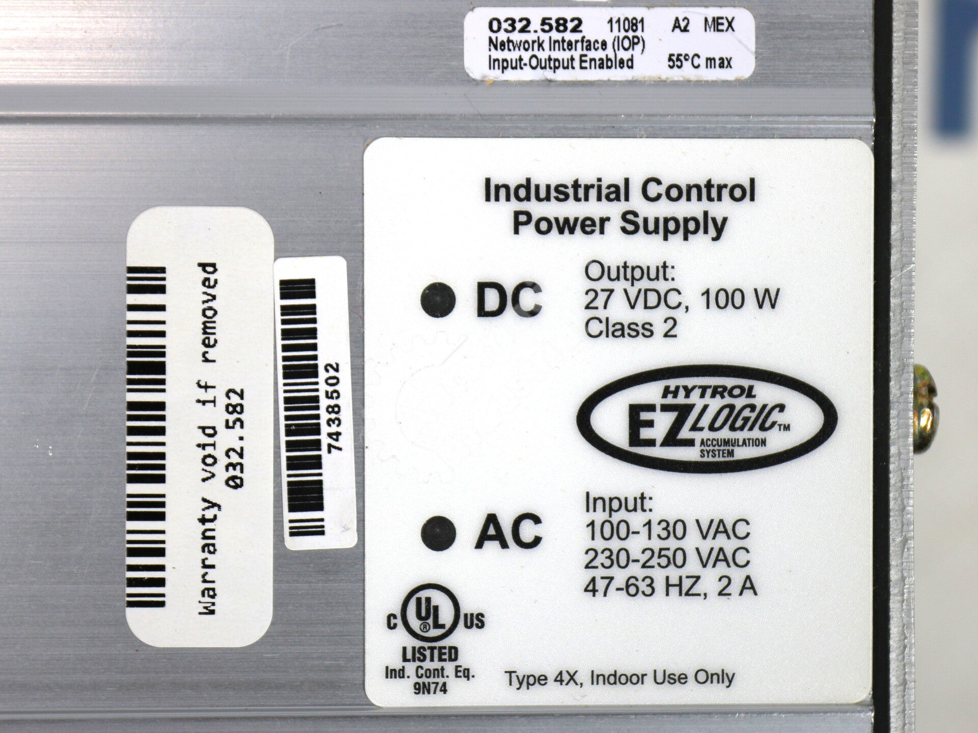 032.582 By Hytrol 27VDC 100W Industrial Control Power Supply