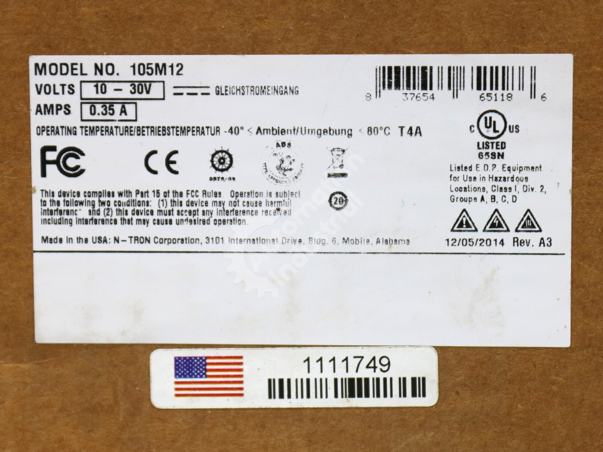 105M12 By Red Lion N-Tron Unmanaged Industrial 5-Port Ethernet Switch NSFP