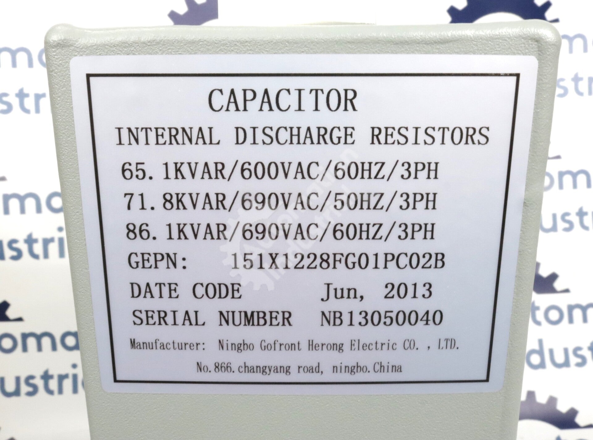 151X1228FG01PC02B By General Electric 600-690VAC 50/60Hz Capacitor NSFP