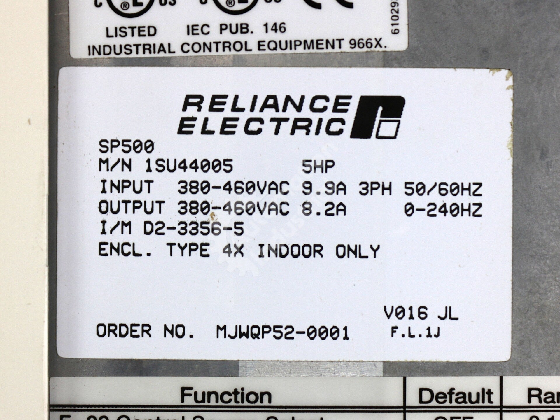 1SU44005 By Reliance Electric 5 HP 3 Phase Input AC Drive SP500 NSNB
