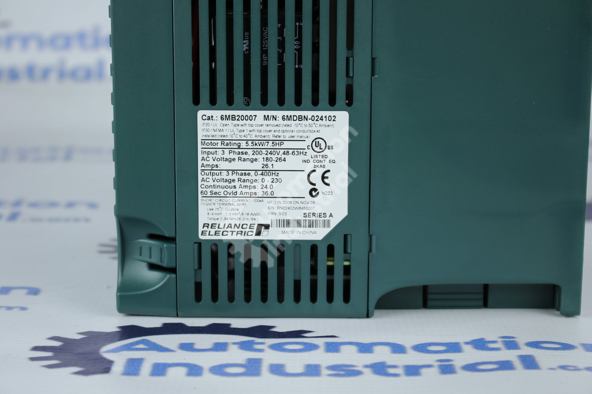 Reliance Electric MD65 6MDBN-024102 230VAC 7.5HP Drive 6MB20007