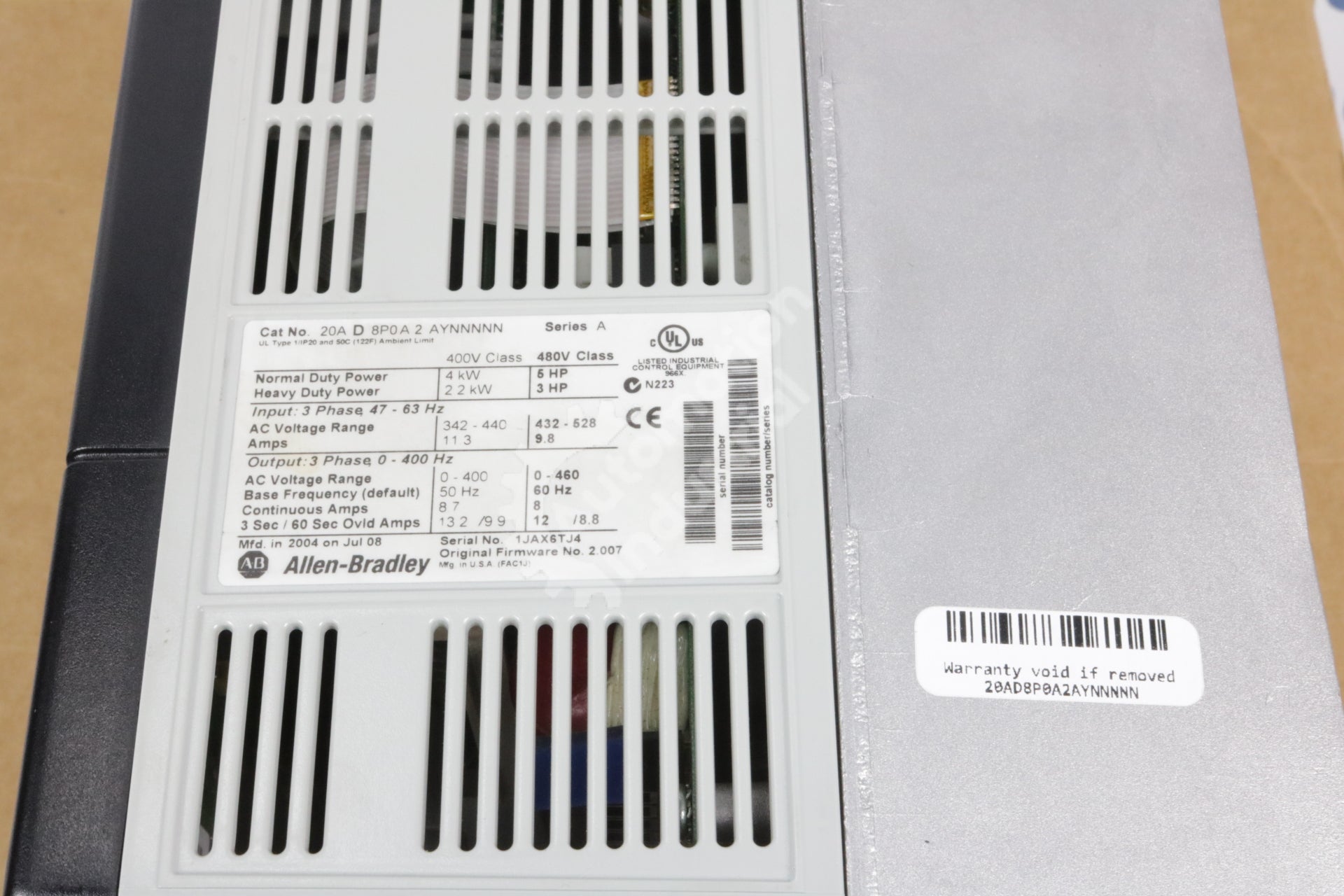 20AD8P0A2AYNNNNN By Allen Bradley 3-Phase 10HP 480VAC PowerFlex 70 Ac Drive