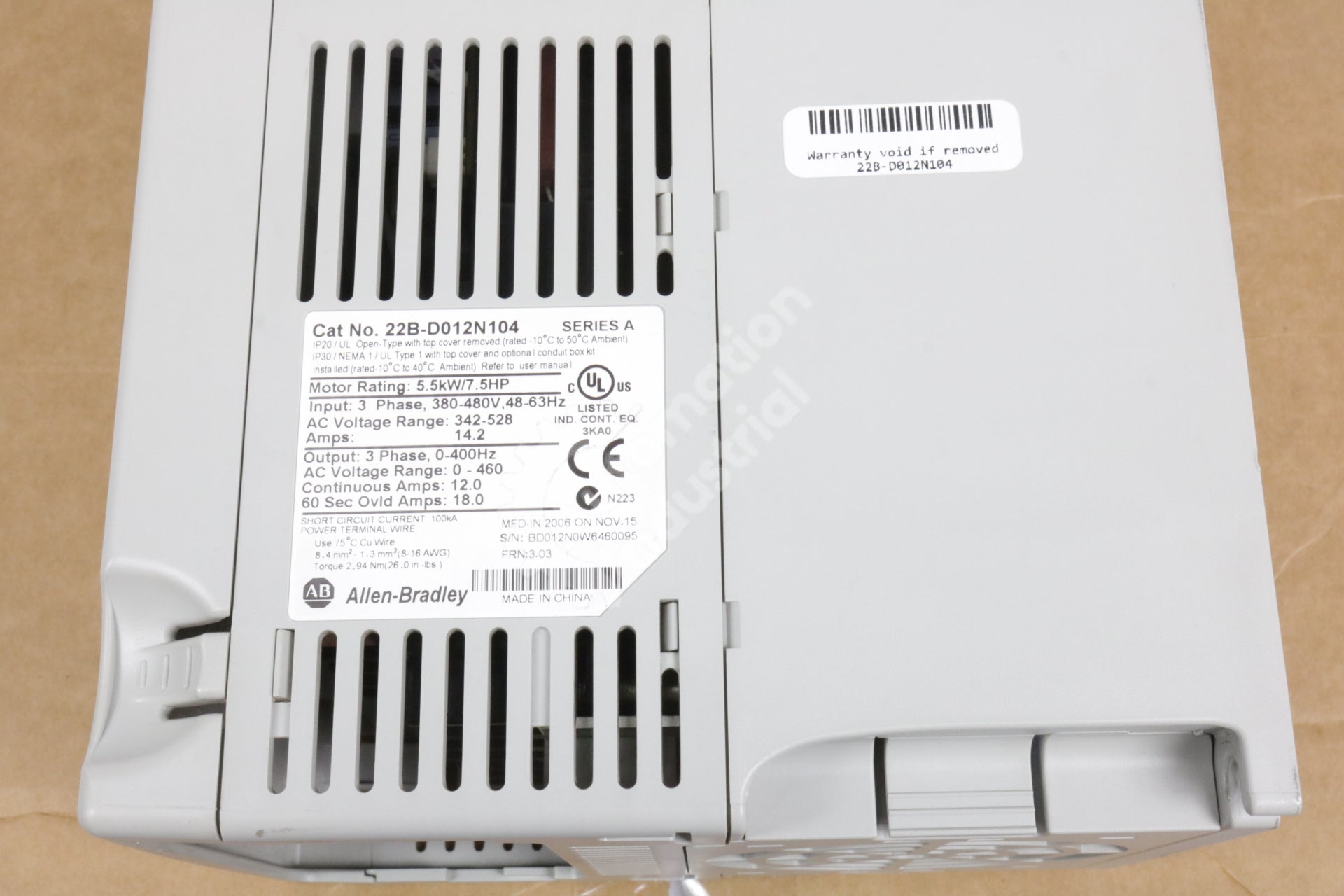 22B-D012N104 By Allen Bradley 3-Phase 480VAC 10HP PowerFlex 40 AC Drive