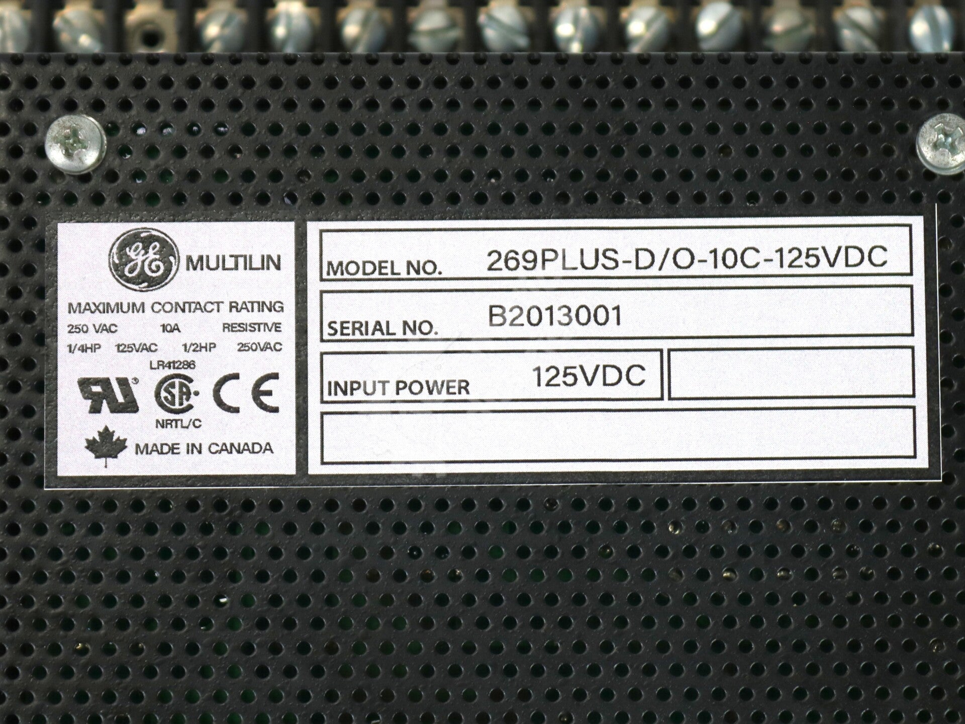 269PLUS-D/O-10C-125 By GE Multilin 125-250VAC Motor Management Relay
