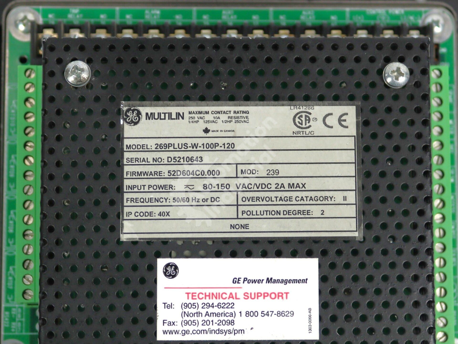 269PLUS-W-100P-120 By GE Multilin Motor Management Relay