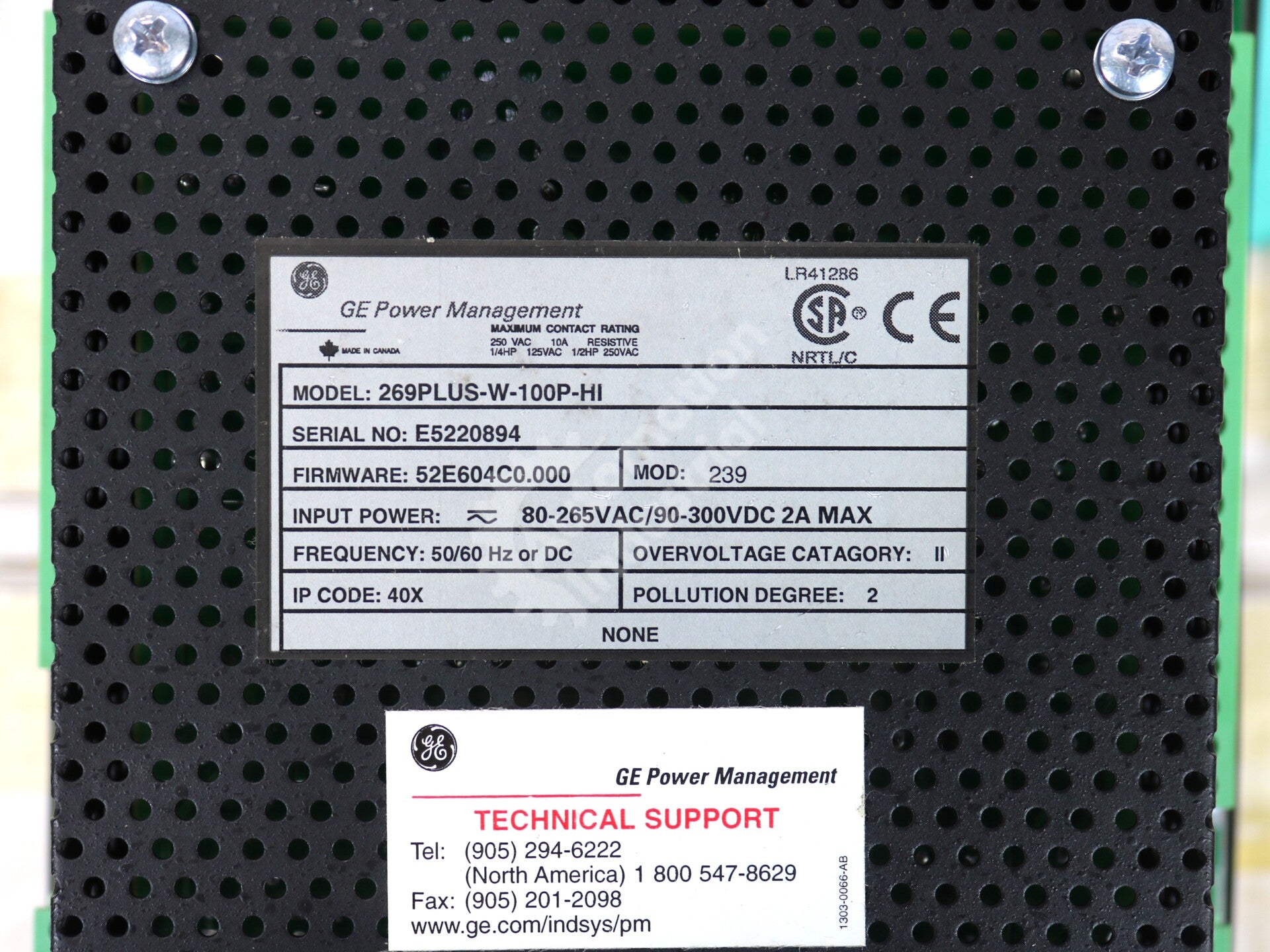 269PLUS-W-100P-HI By GE Multilin Motor Management Relay NSFP