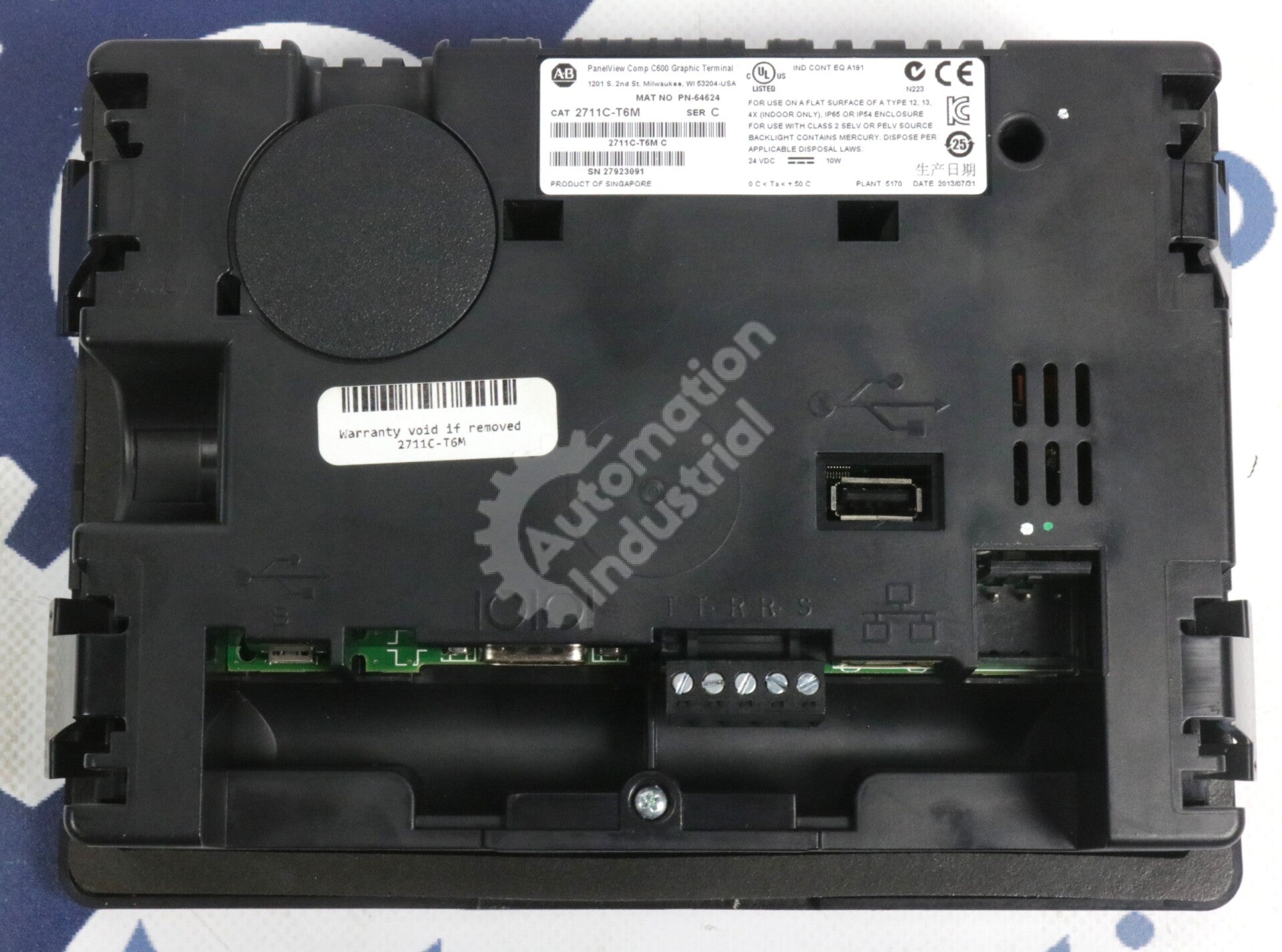 2711C-T6M By Allen Bradley 6In 24VDC Color Graphic Terminal Operator Interface