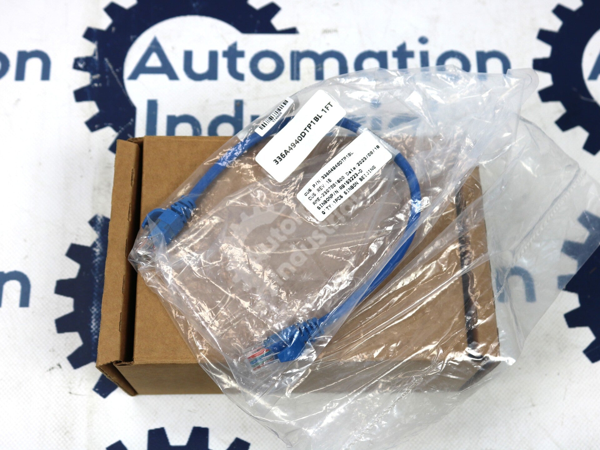 336A4940DTP1BL By Sinbon 1FT Blue RJ45 4PR 24AWG 10G Patch Cable