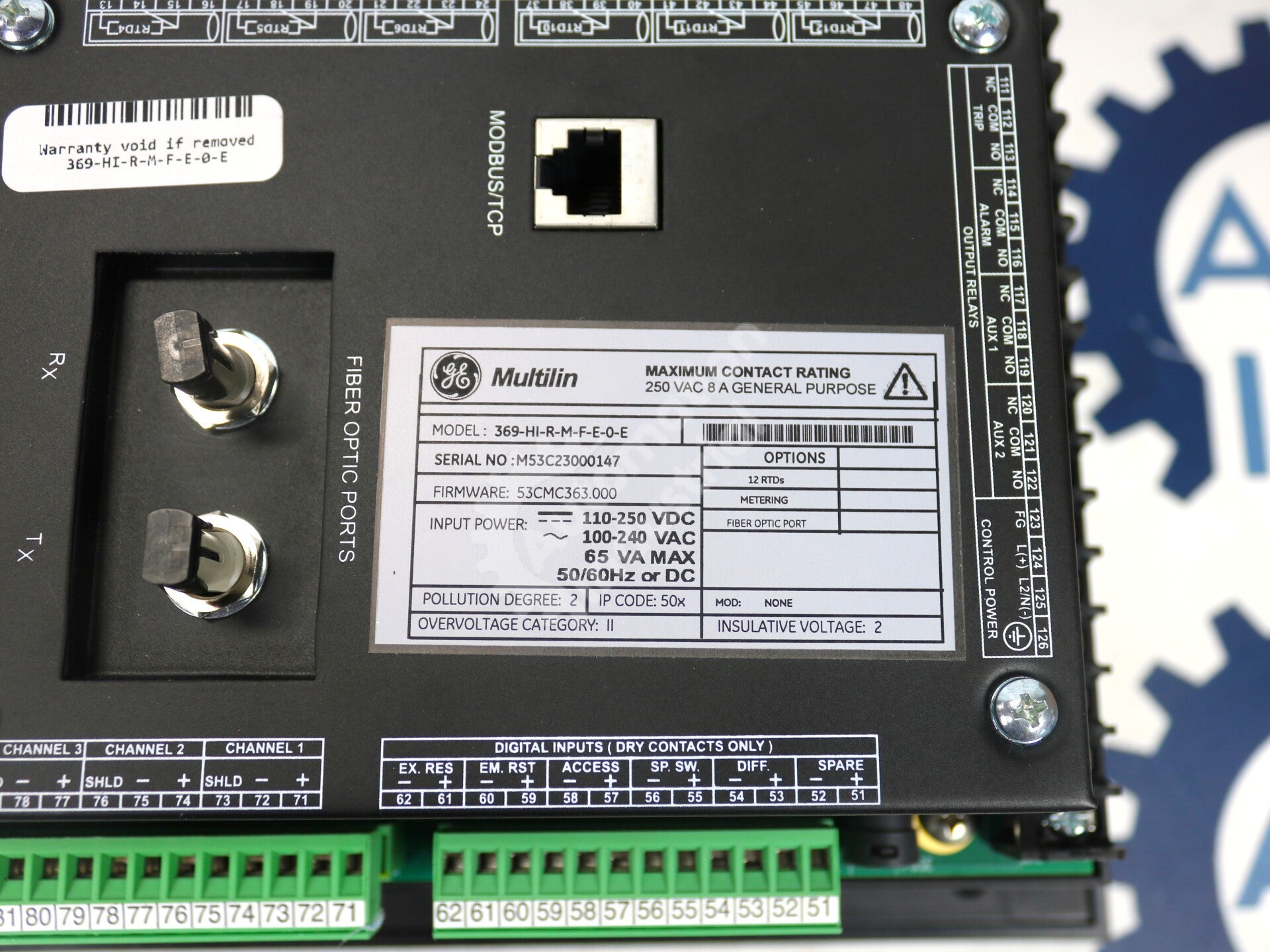 369-HI-R-M-F-E-O-E By GE Multilin Motor Management Relay NSFP