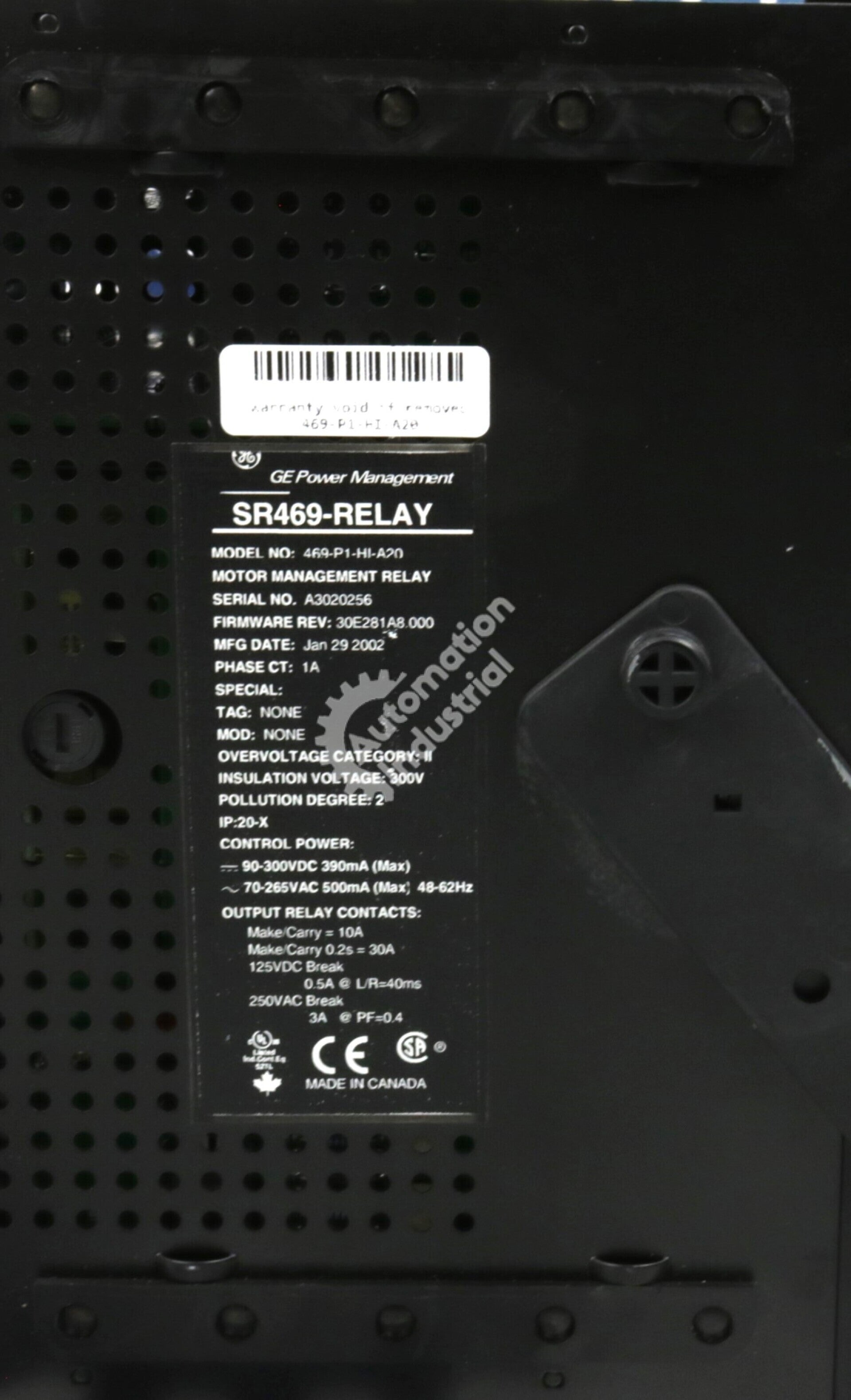 469-P1-HI-A20 By GE Multilin Motor Management Relay