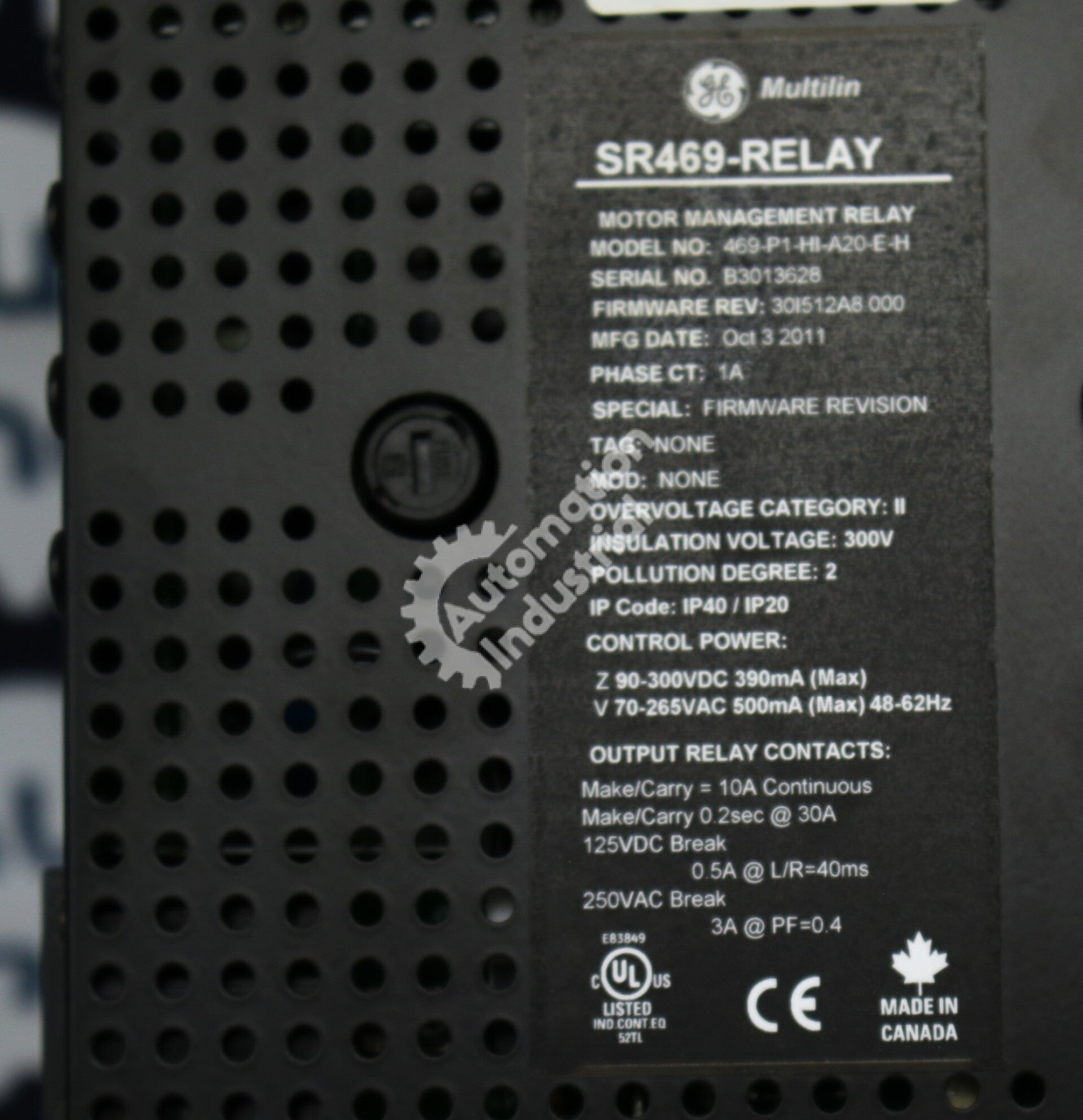 GE Multilin 469-P1-HI-A20-E-H Motor Management Relay