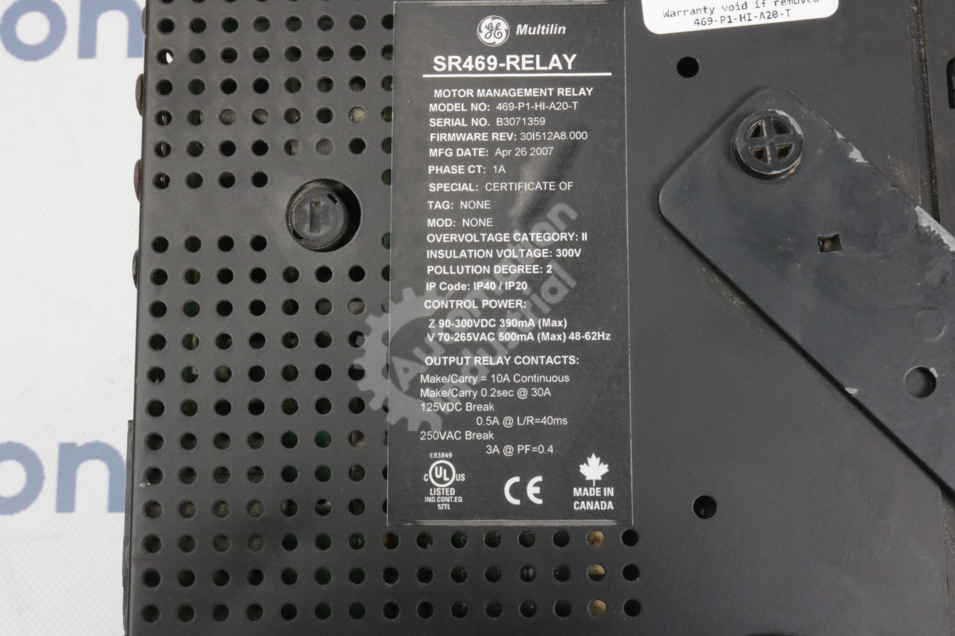 469-P1-HI-A20-T By GE Multilin 469 Motor Management Relay