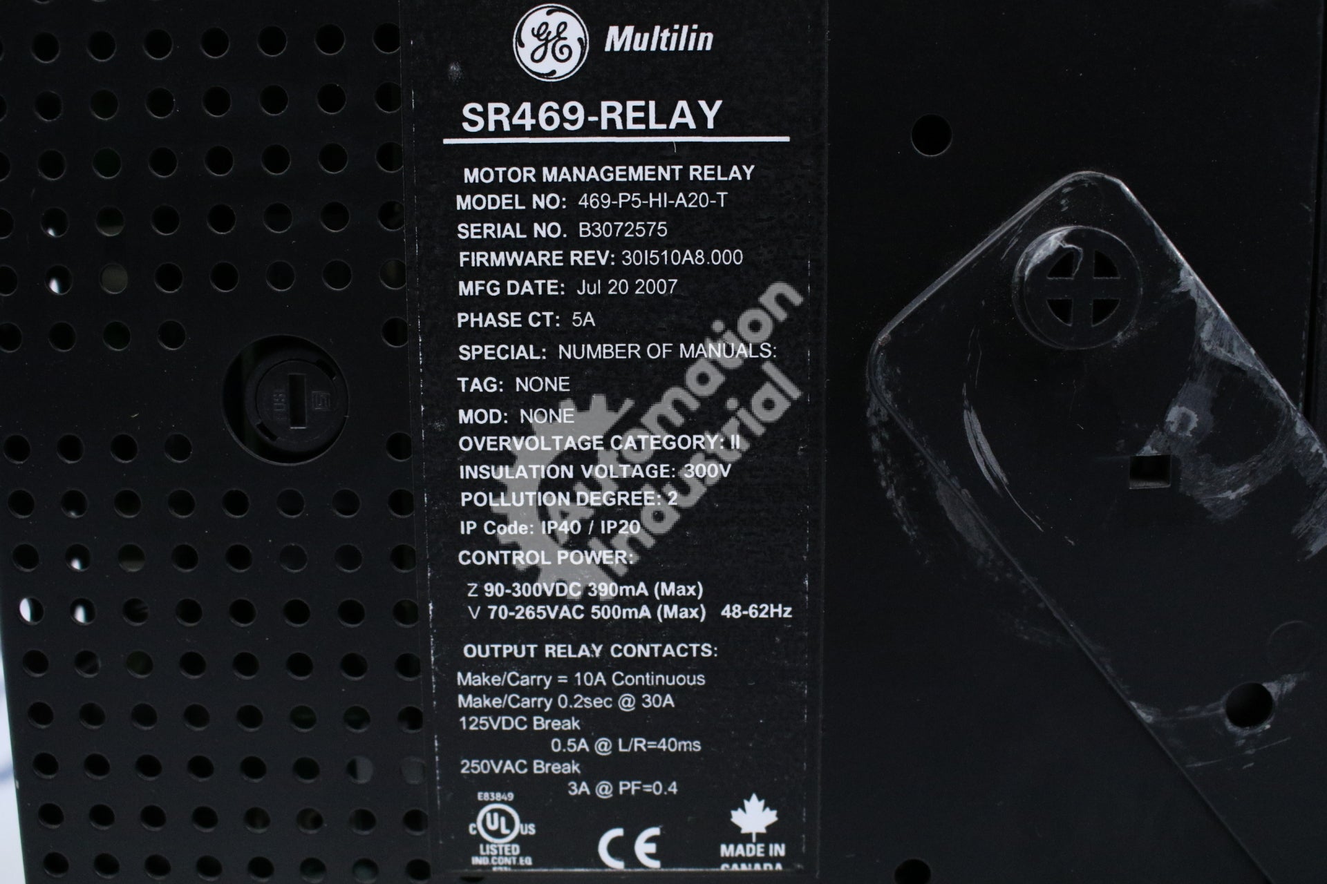 GE Multilin 469-P5-HI-A20-T Motor Management Relay