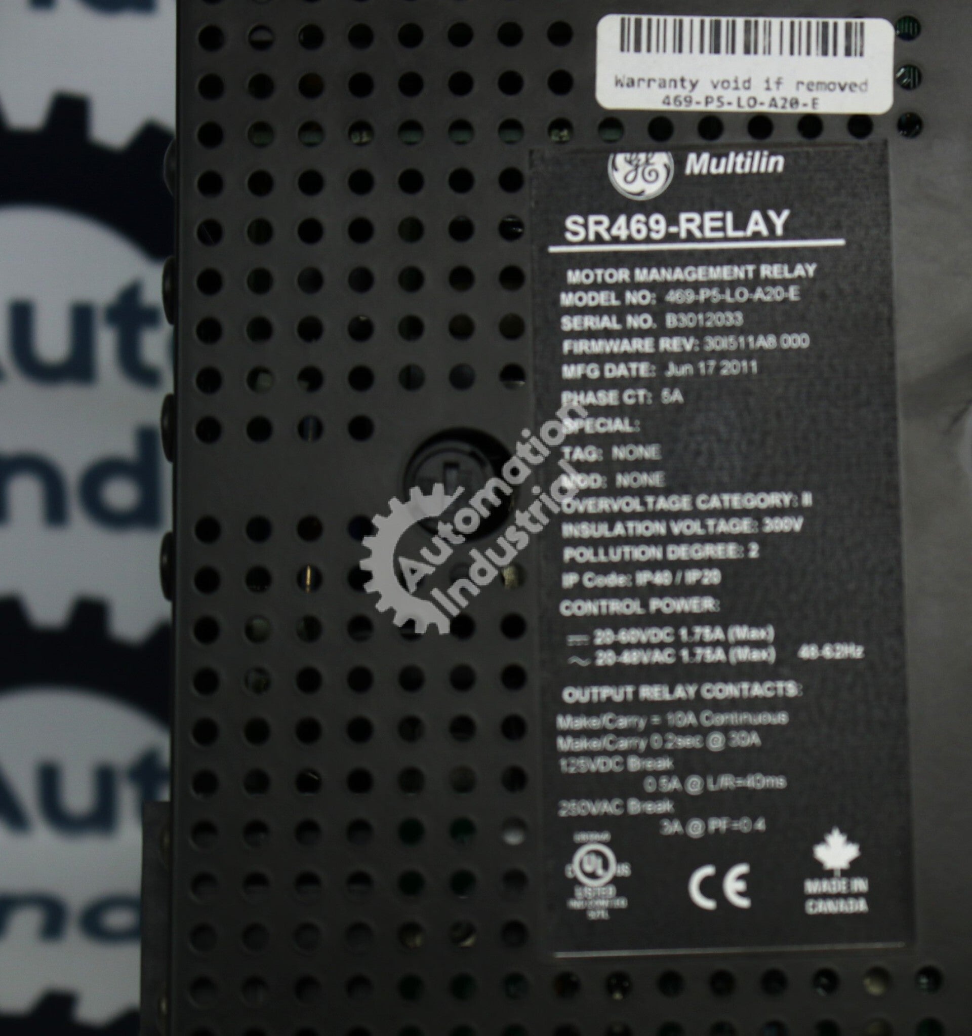 GE Multilin 469-P5-LO-A20-E Motor Management Relay
