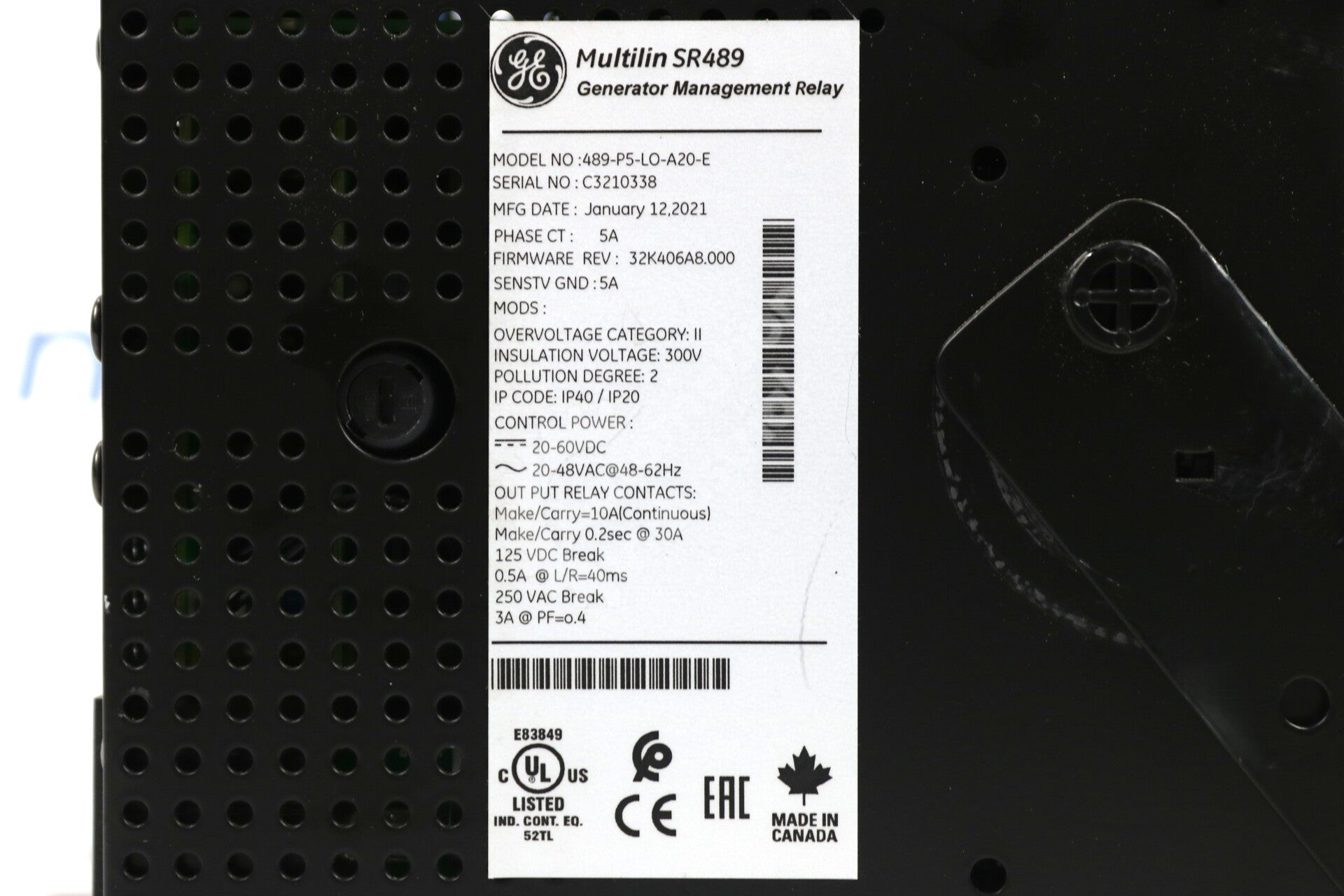 489-P5-LO-A20-E By GE Multilin Generator Management Relay NSNB