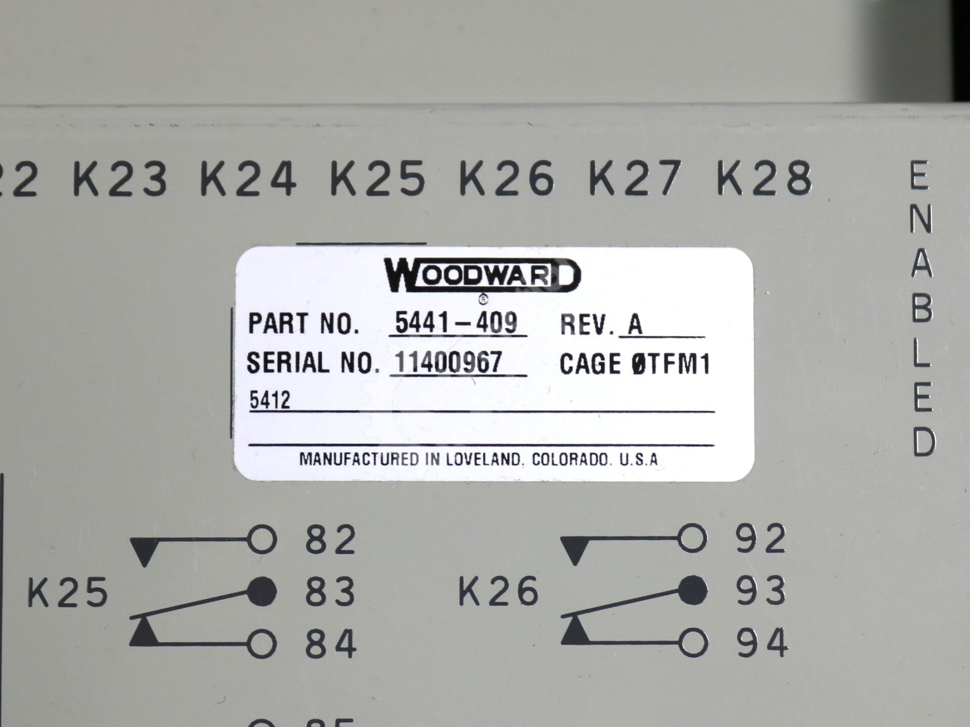 5441-409 By Woodward 10 Amp 28-Channel Relay Interface New Surplus No Box