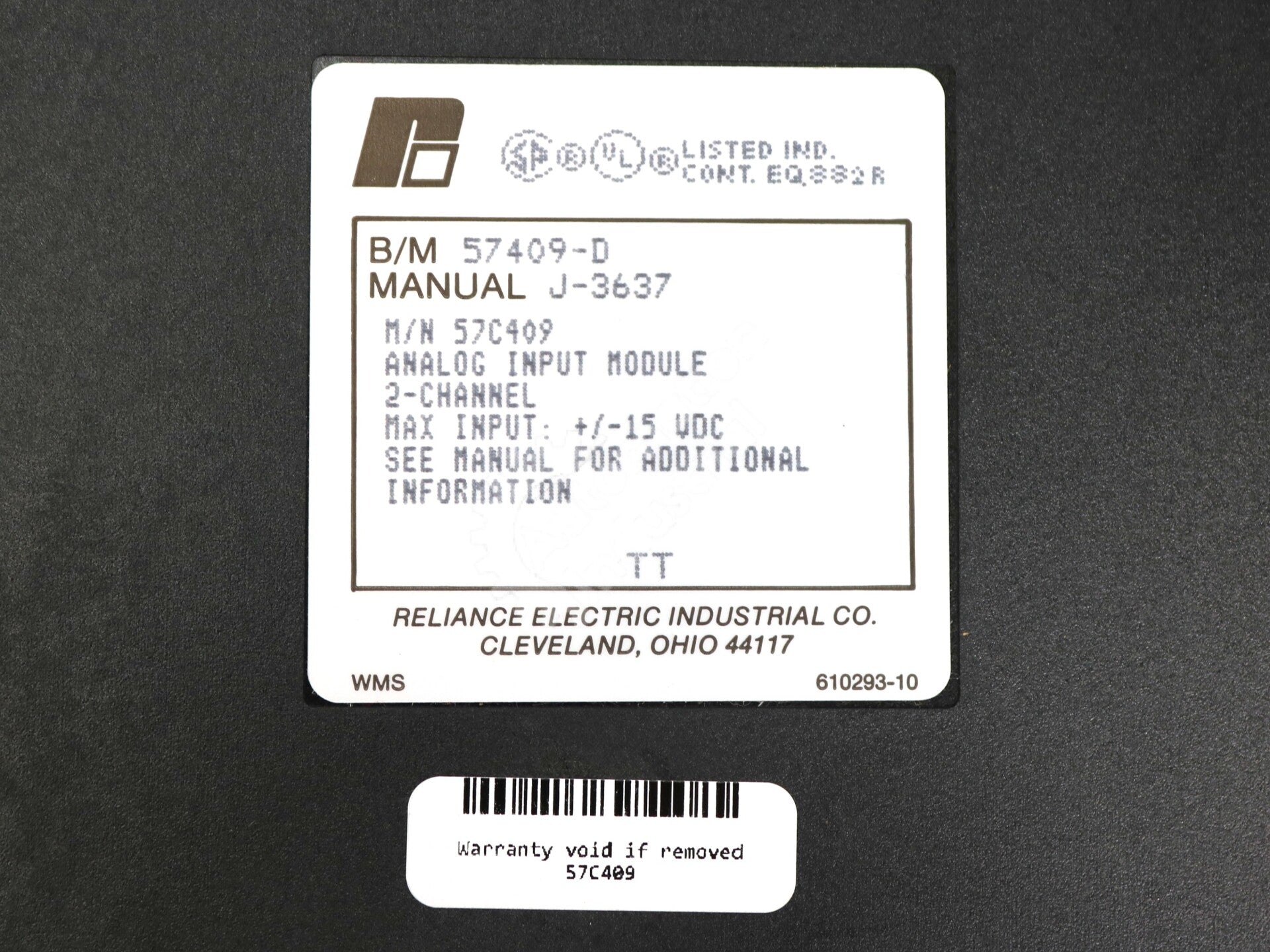 57C409 By Reliance Electric Reliance Electric 2-CH Analog Input Module NSFP