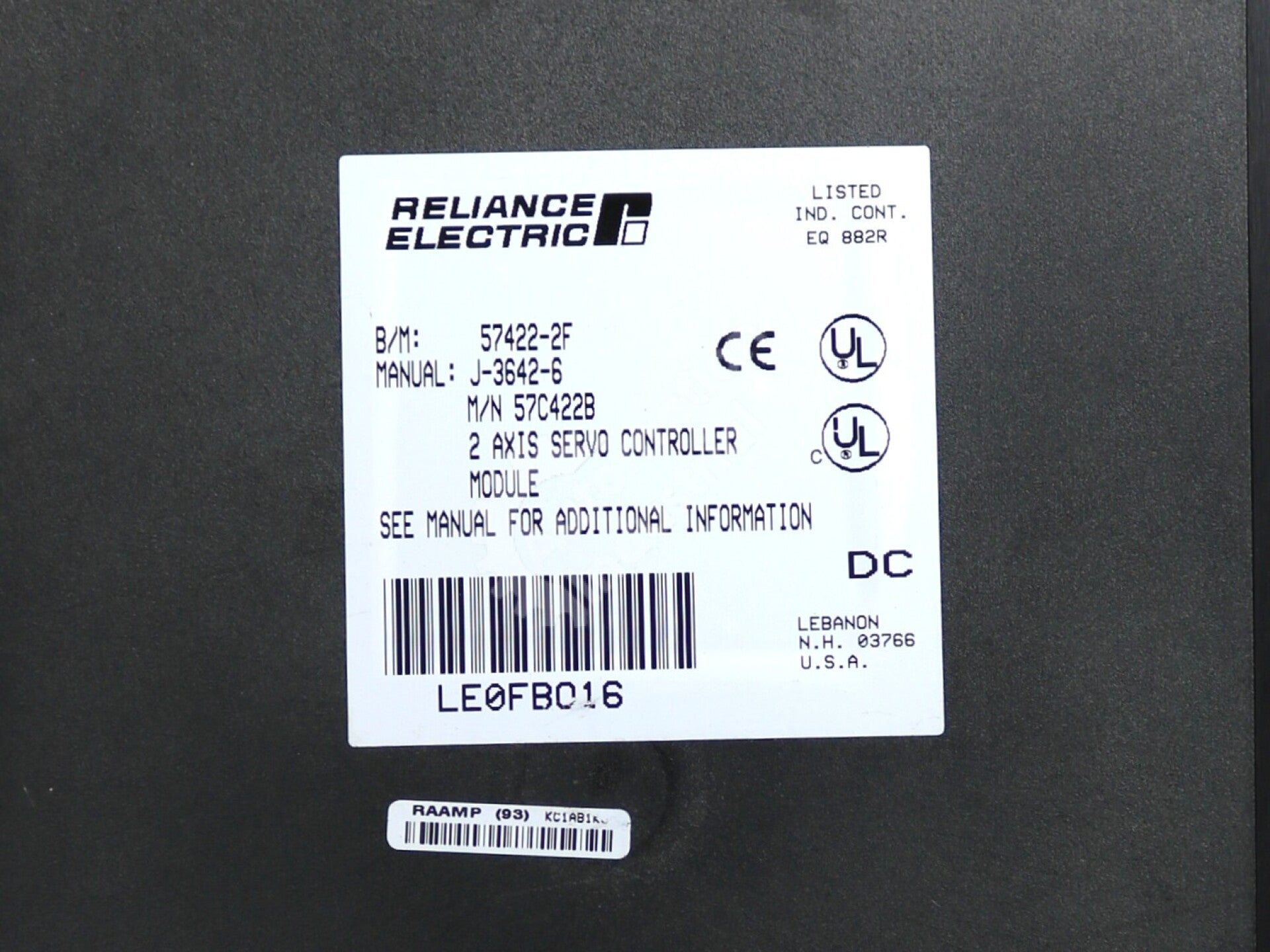57C422B By Reliance Electric 2-Axis Servo Control Module