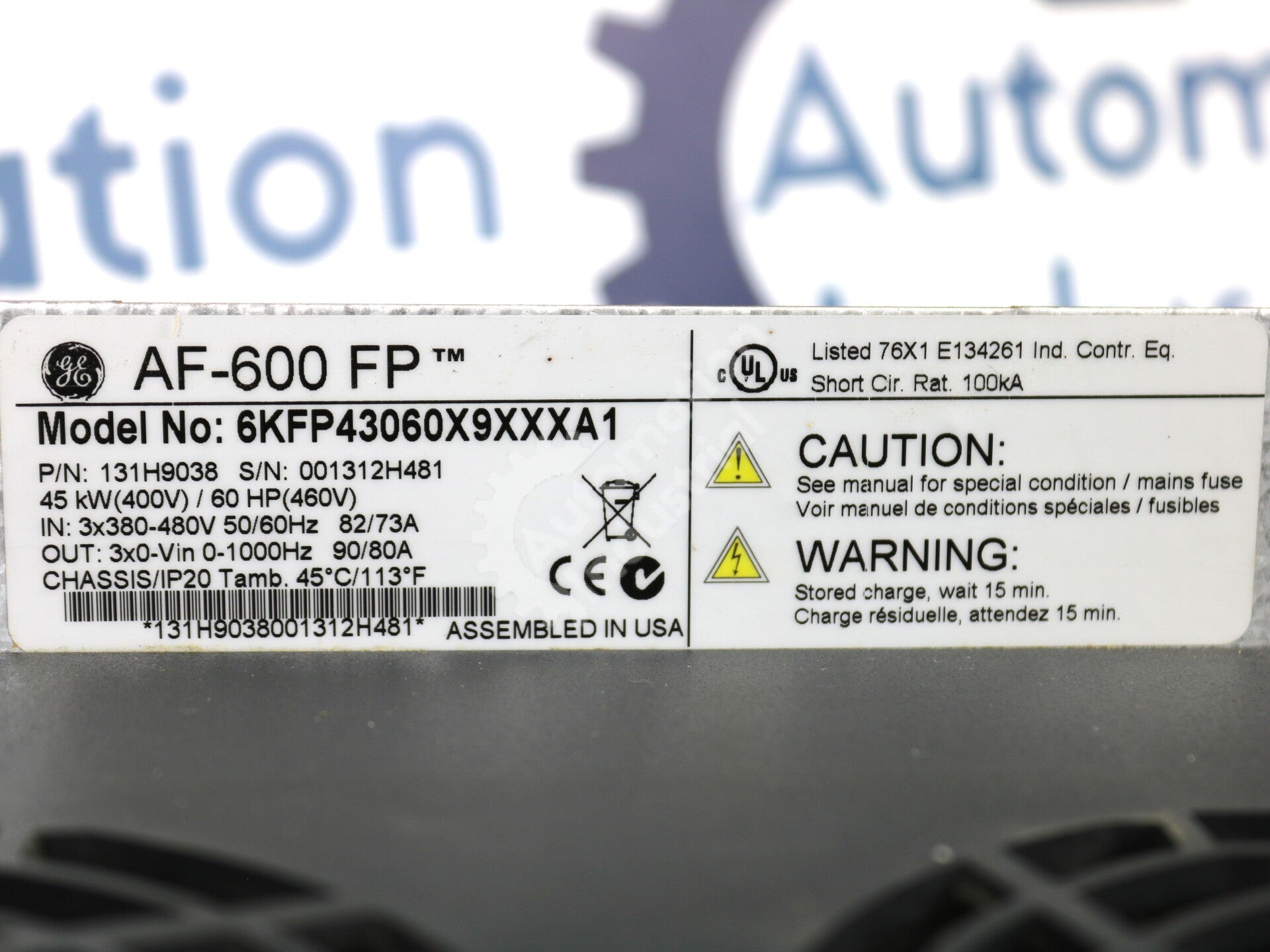 6KFP43060X9XXXA1 By General Electric 60HP 3-Phase Fan & Pump Drive