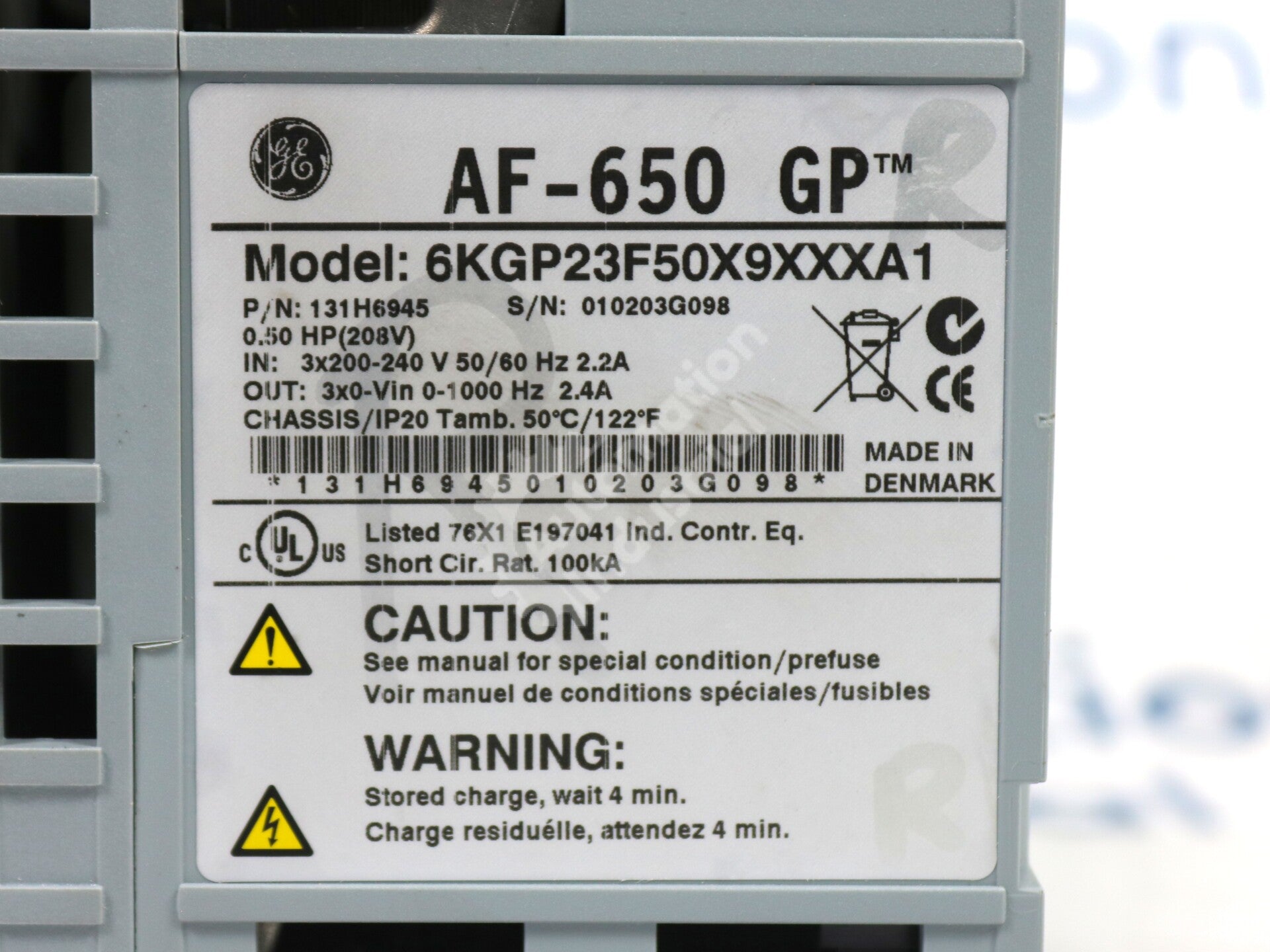 6KGP23F50X9XXXA1 By General Electric 3-Phase 240VAC 0.5HP General Purpose Drive