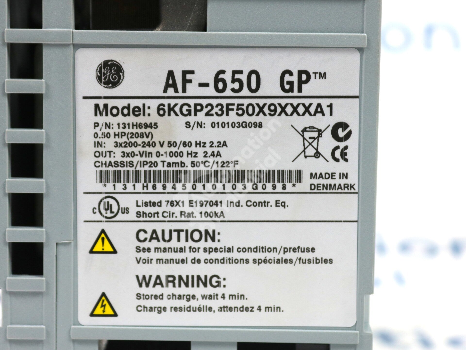 6KGP23F50X9XXXA1 By General Electric 240VAC 0.5HP General Purpose Drive NSNB