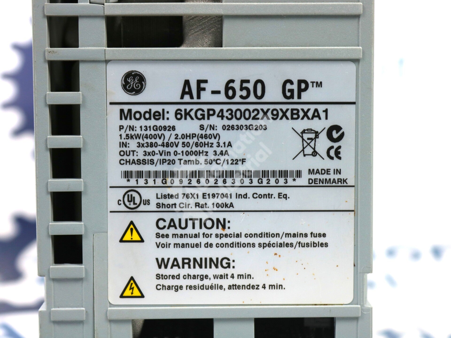 6KGP43002X9XBXA1 By General Electric 3-Phase 460VAC 2HP Drive w/ Brake Chopper