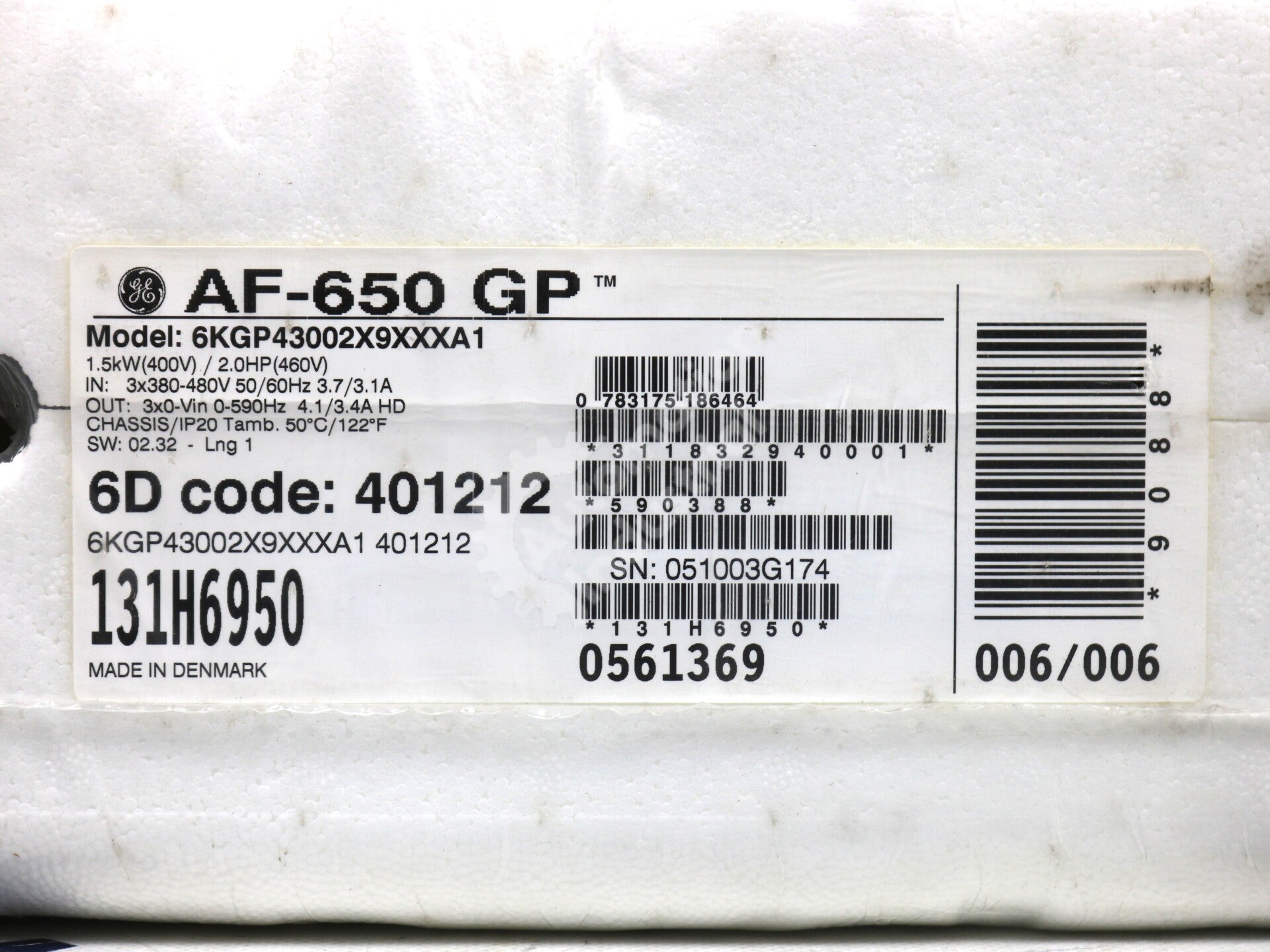 6KGP43002X9XXXA1 By General Electric 3-Phase 460VAC 2HP Drive New Sealed
