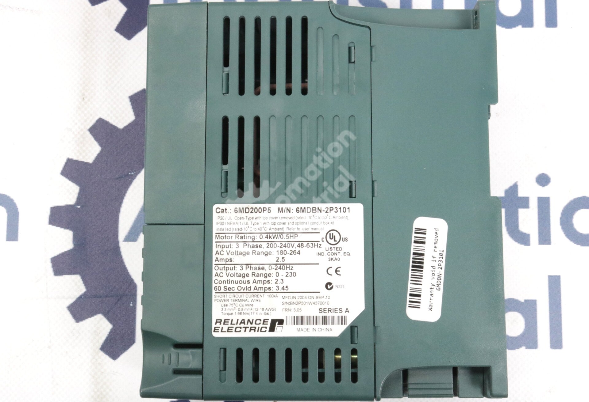6MDBN-2P3101 By Reliance Electric 6MD200P5 240V 3-Phase MD60 AC Drive
