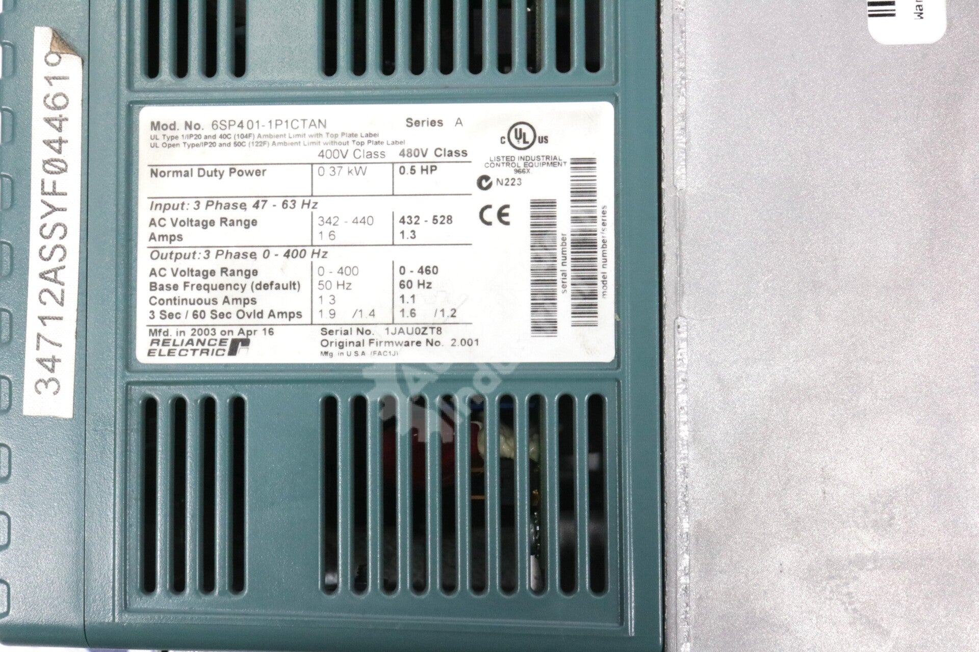 6SP401-1P1CTAN By Reliance Electric 3-Phase 0.5HP SP600 AC Drive