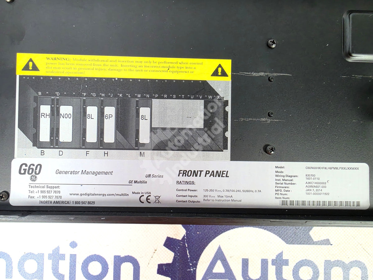 706110801.01A By GE Vernova Multilin G60 Generator Management Front Panel