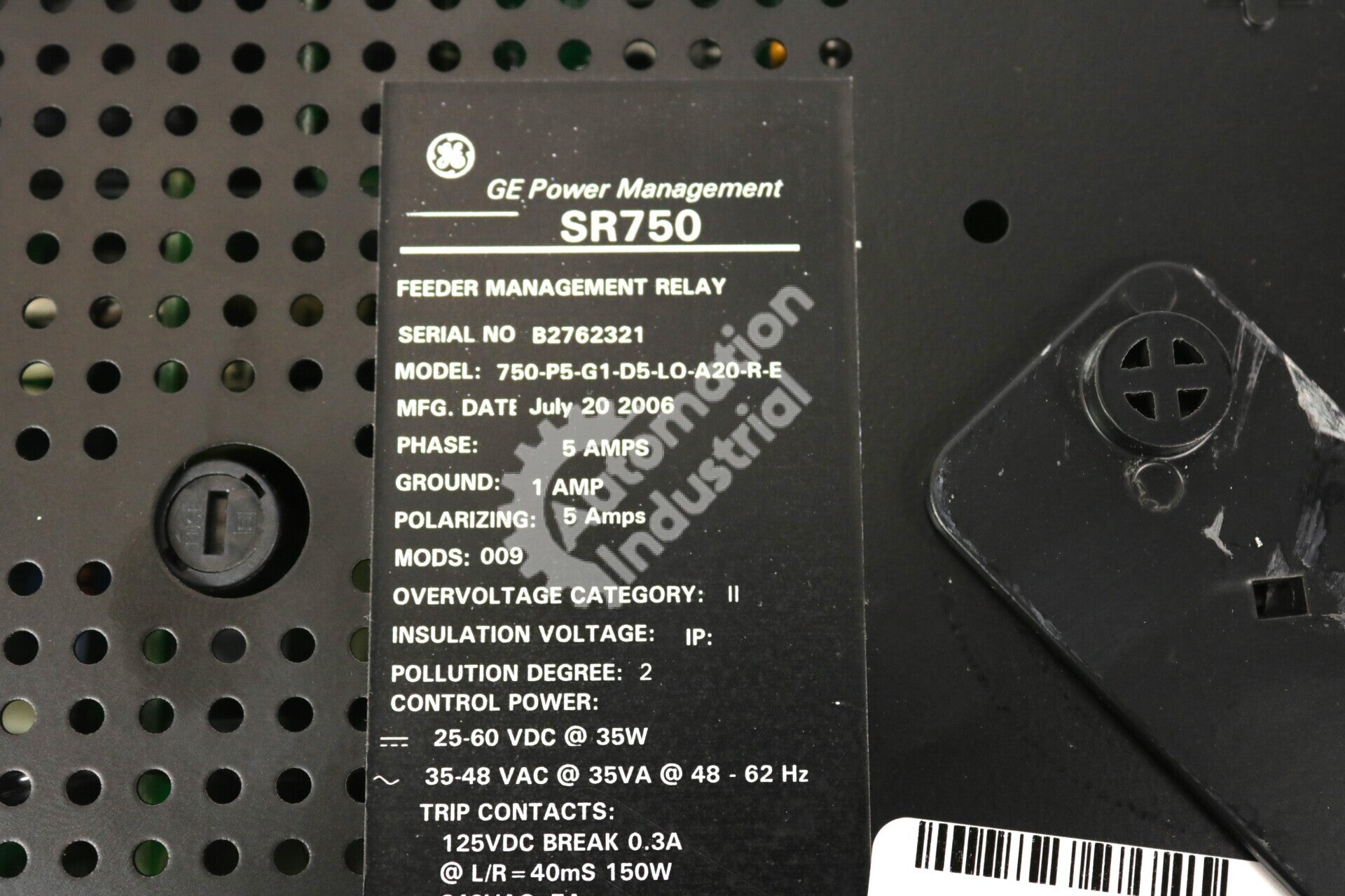 750-P5-G1-D5-LO-A20-R-E By GE Multilin 24VDC 750 Feeder Management Relay