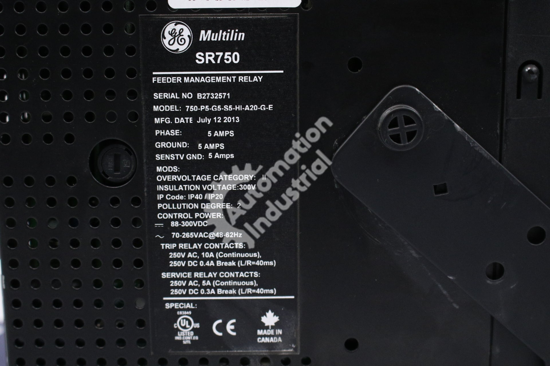 GE General Electric Multilin 750-P5-G5-S5-HI-A20-G-E  Feeder Management Relay