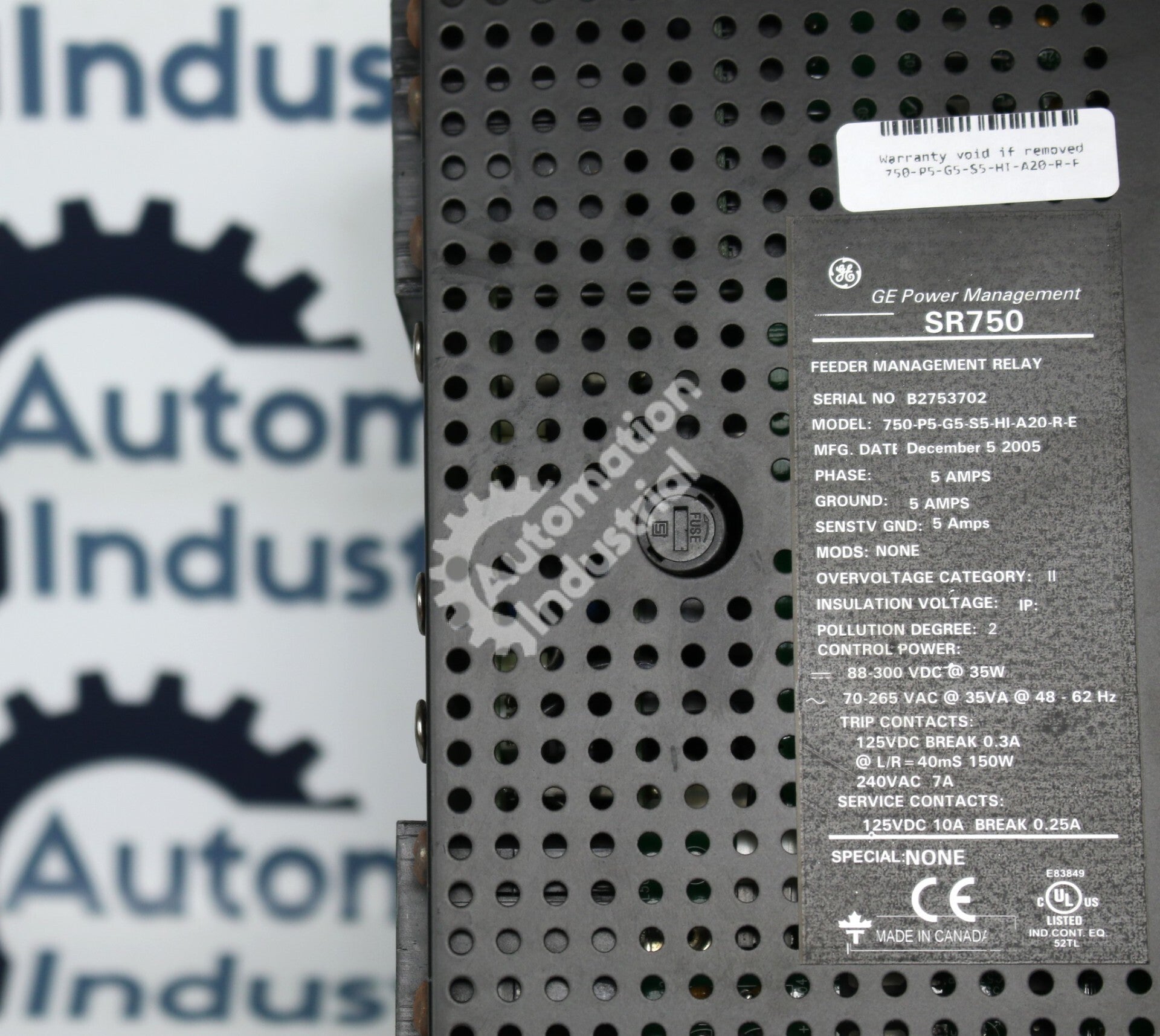 GE Multilin 750-P5-G5-S5-HI-A20-R-E Feeder Management Relay