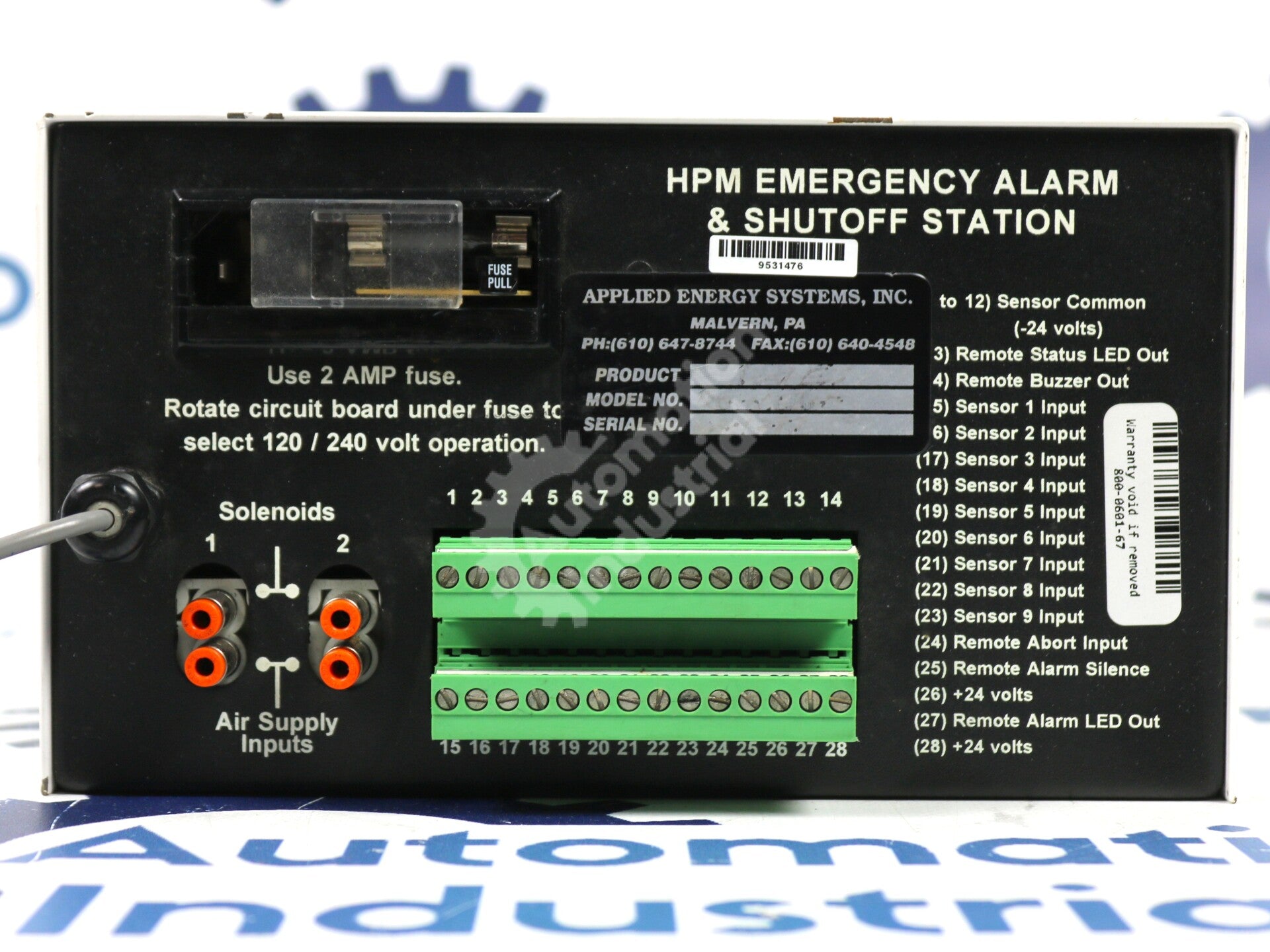 800-0601-67 By Applied Energy Systems HPM Emergency Alarm & Shutoff System
