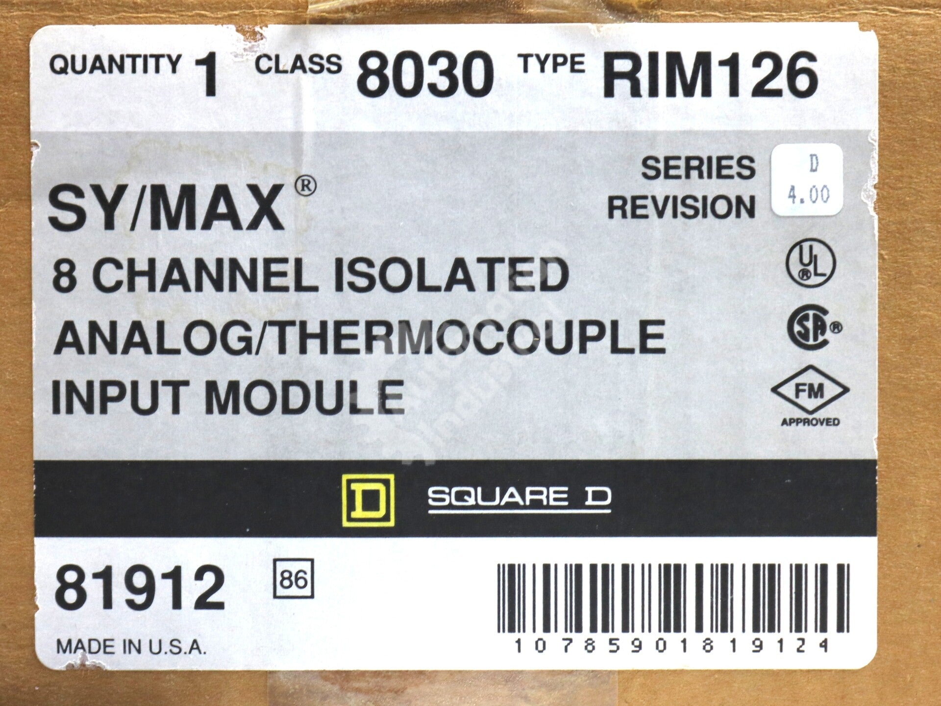 8030-RIM-126 By Square D RIM-126 8-Channel Thermocouple Analog Input Module NSFP