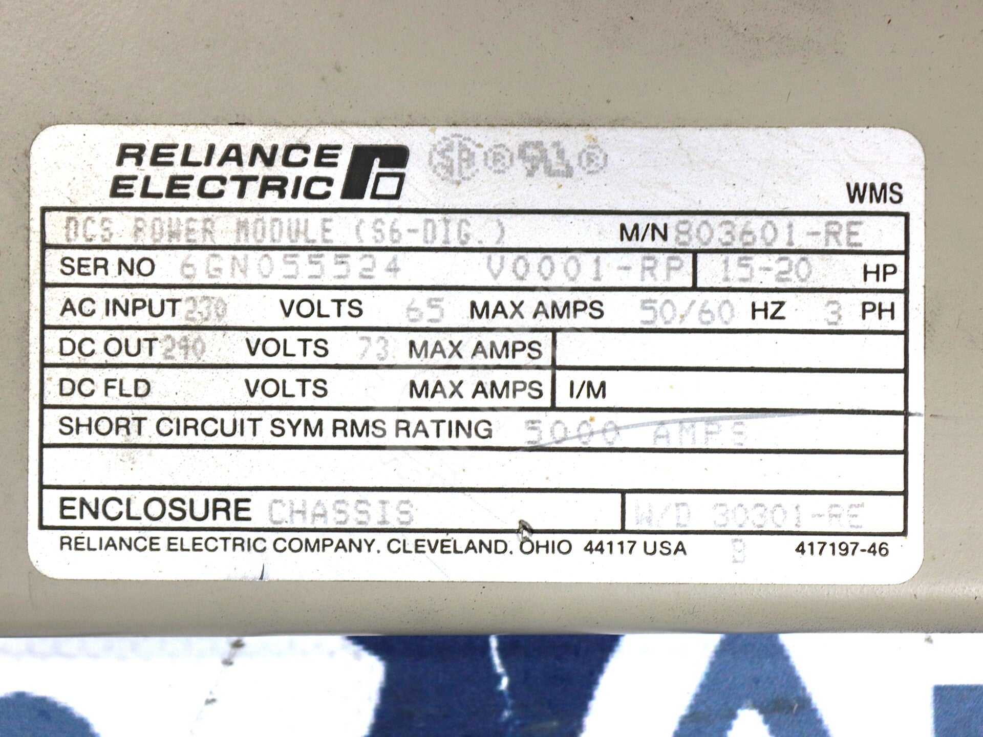803601-RE By Reliance Electric DCS Power Module 15-20HP Drive