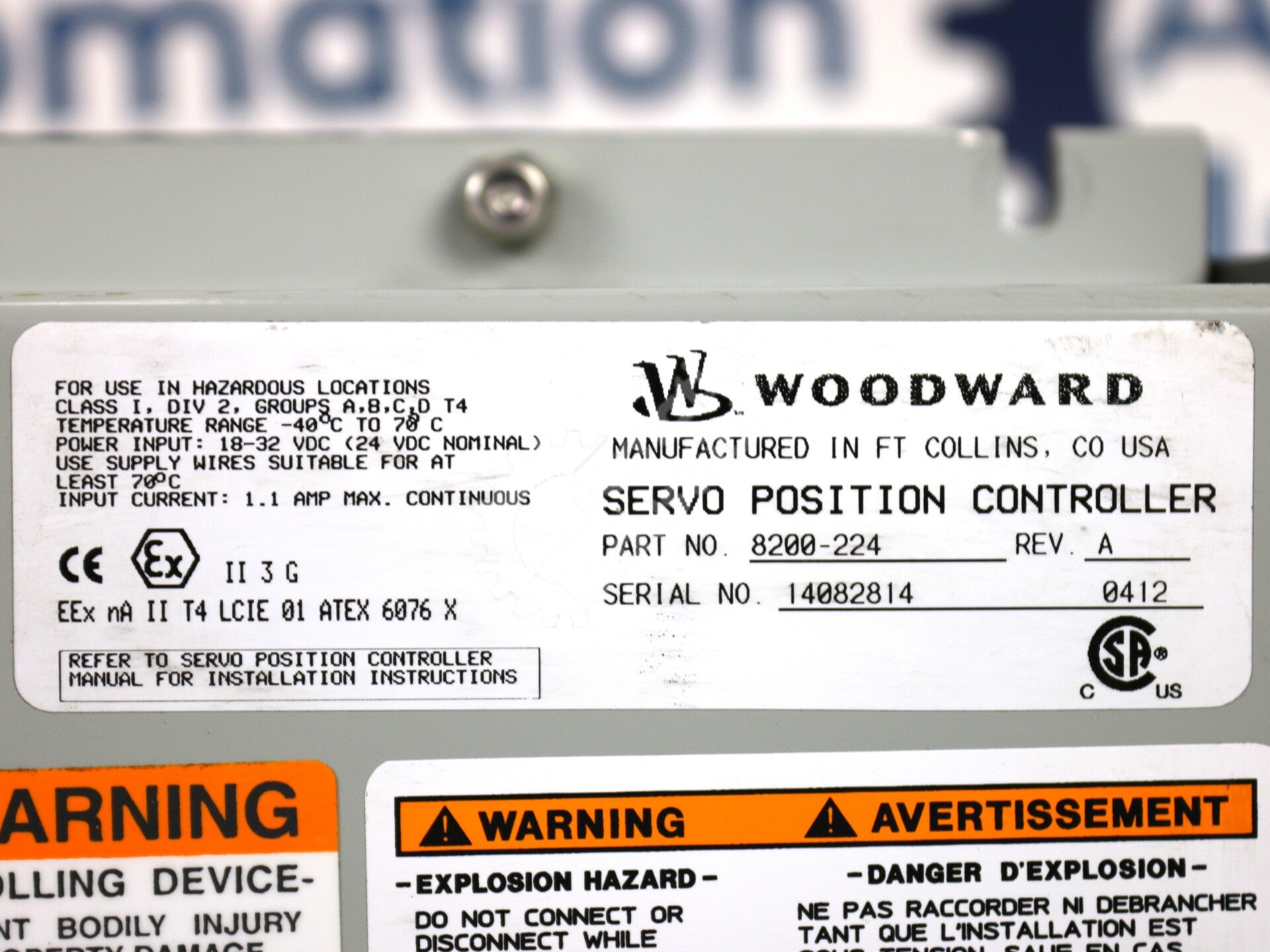 8200-226 By Woodward Servo Position Controller