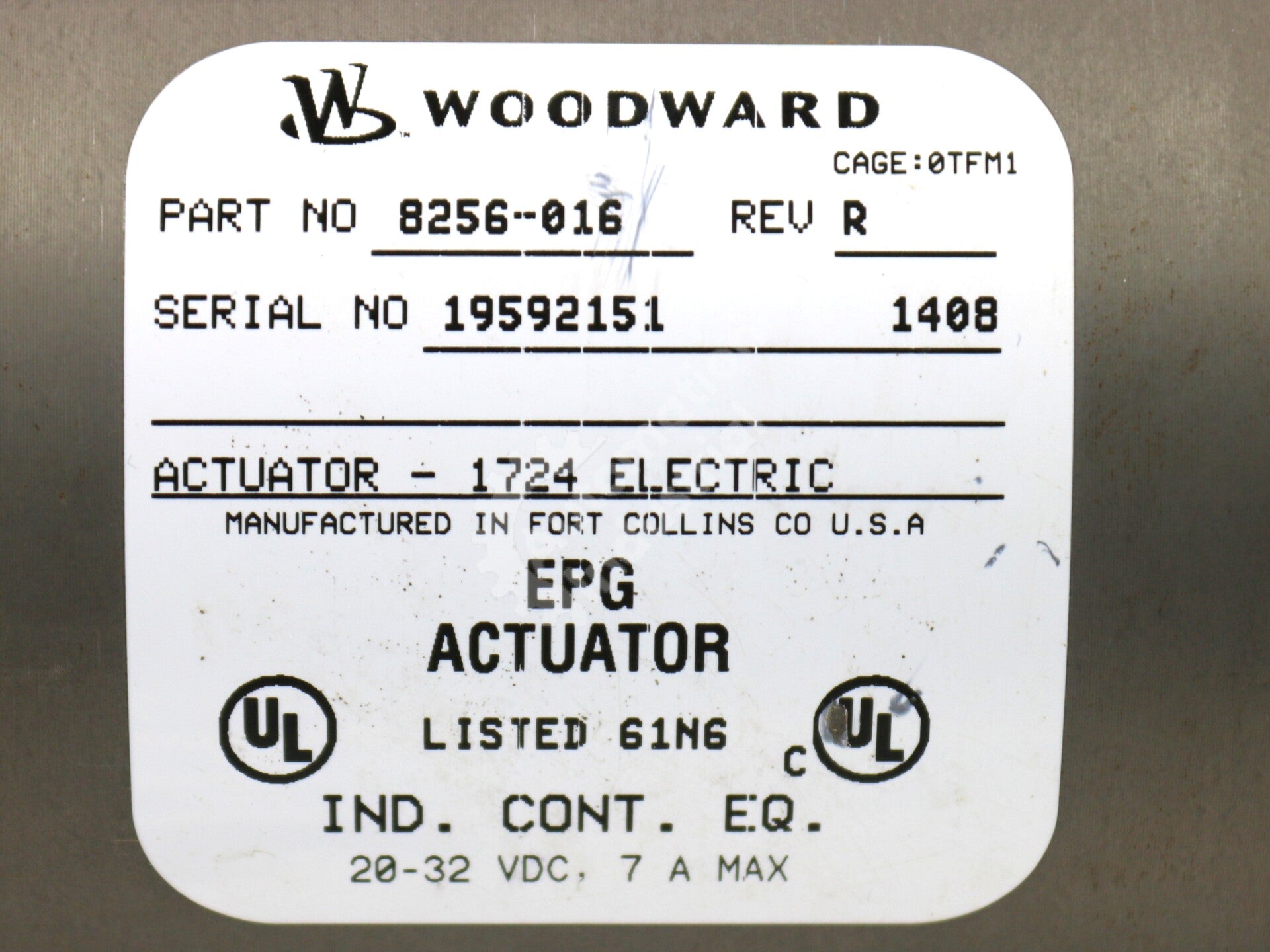 8256-016 By Woodward Isochronous and Droop Speed Control EPG Actuator