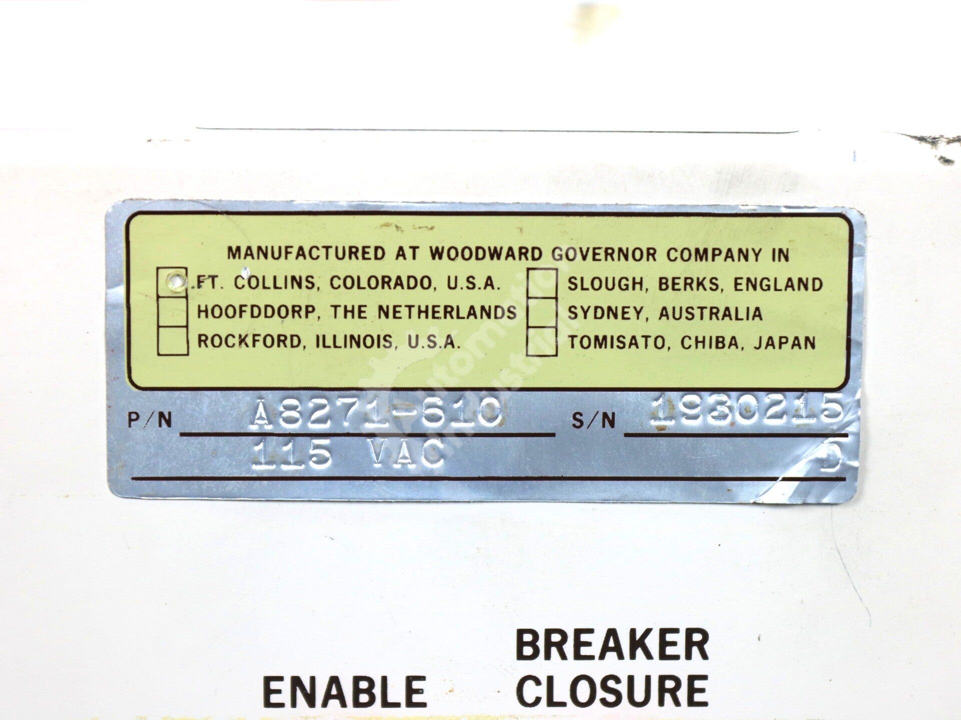 8271-610 By Woodward A8271-610 Generator Phase Matching Synchronizer