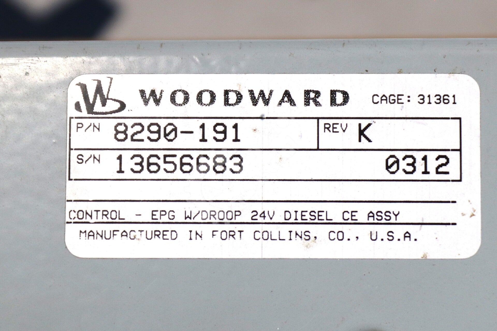 8290-191 By Woodward EPG Speed Control Module