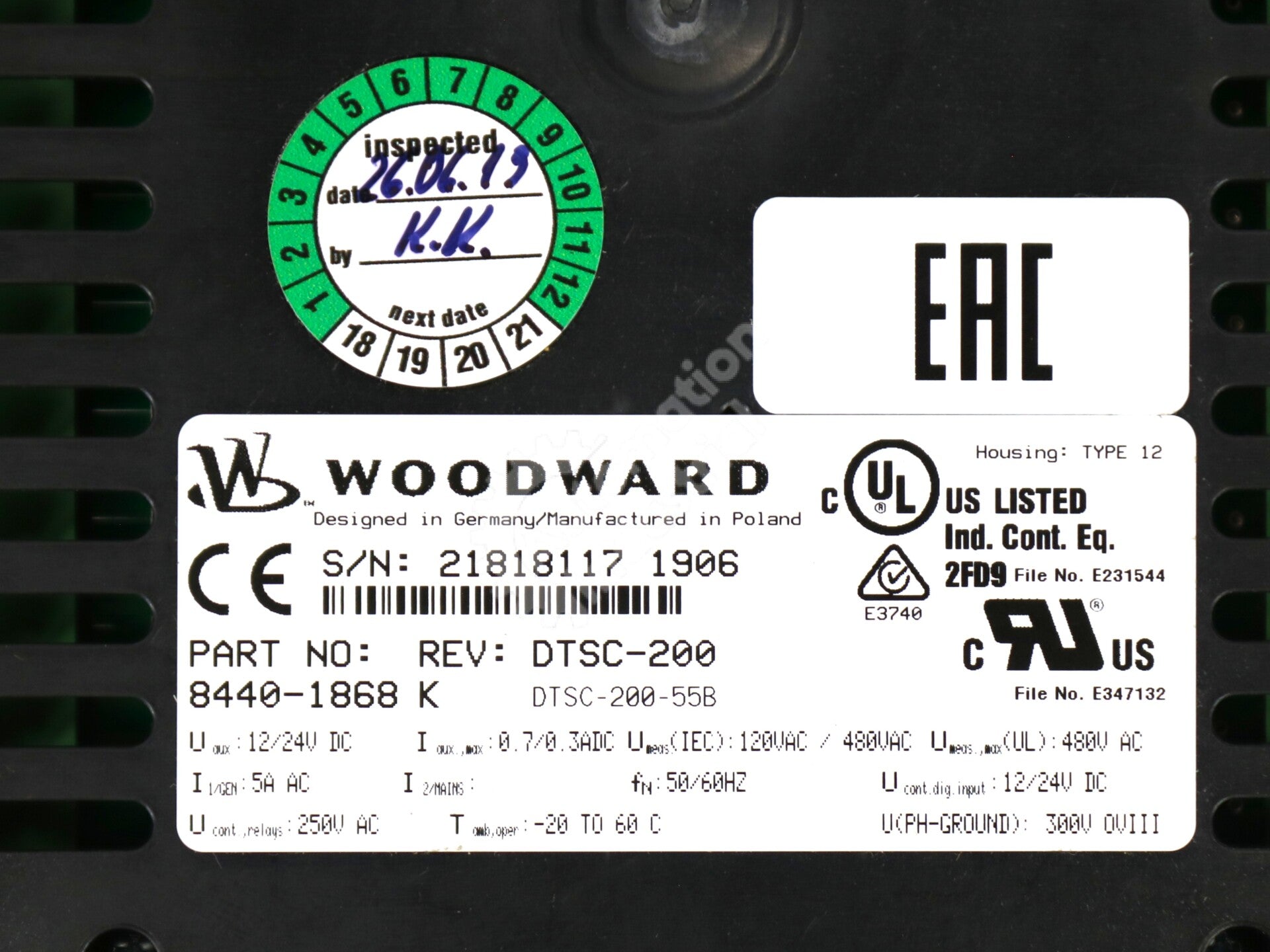 8440-1868 By Woodward DTSC-200 Automatic Transfer Switch Module NSFP