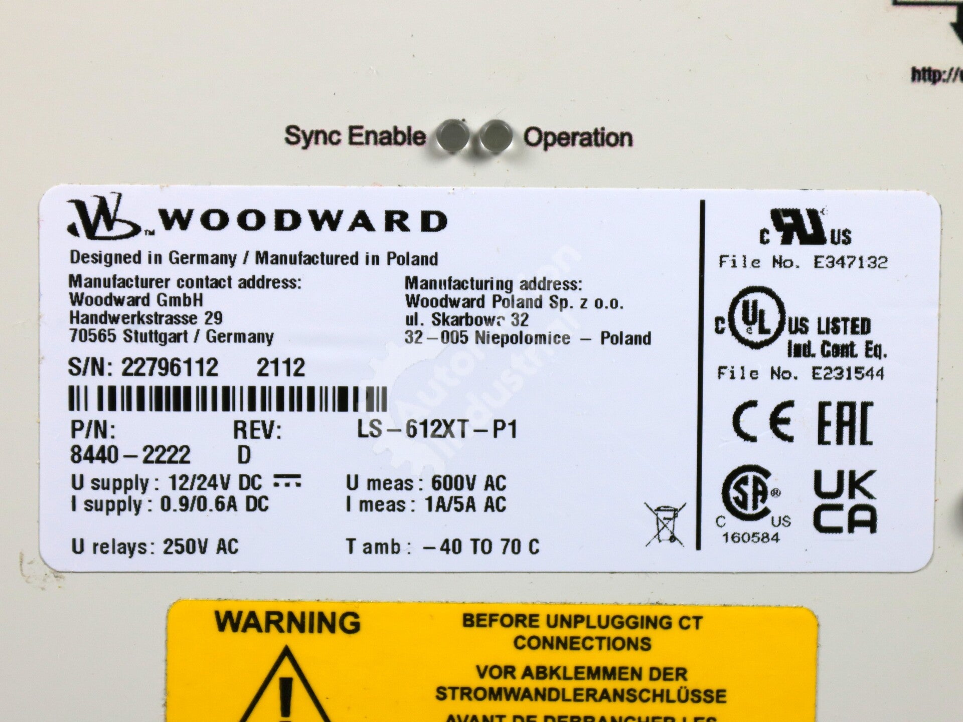 8440-2222 By Woodward LS-612XT-P1  Multi-Breaker & Synchronizer Controller