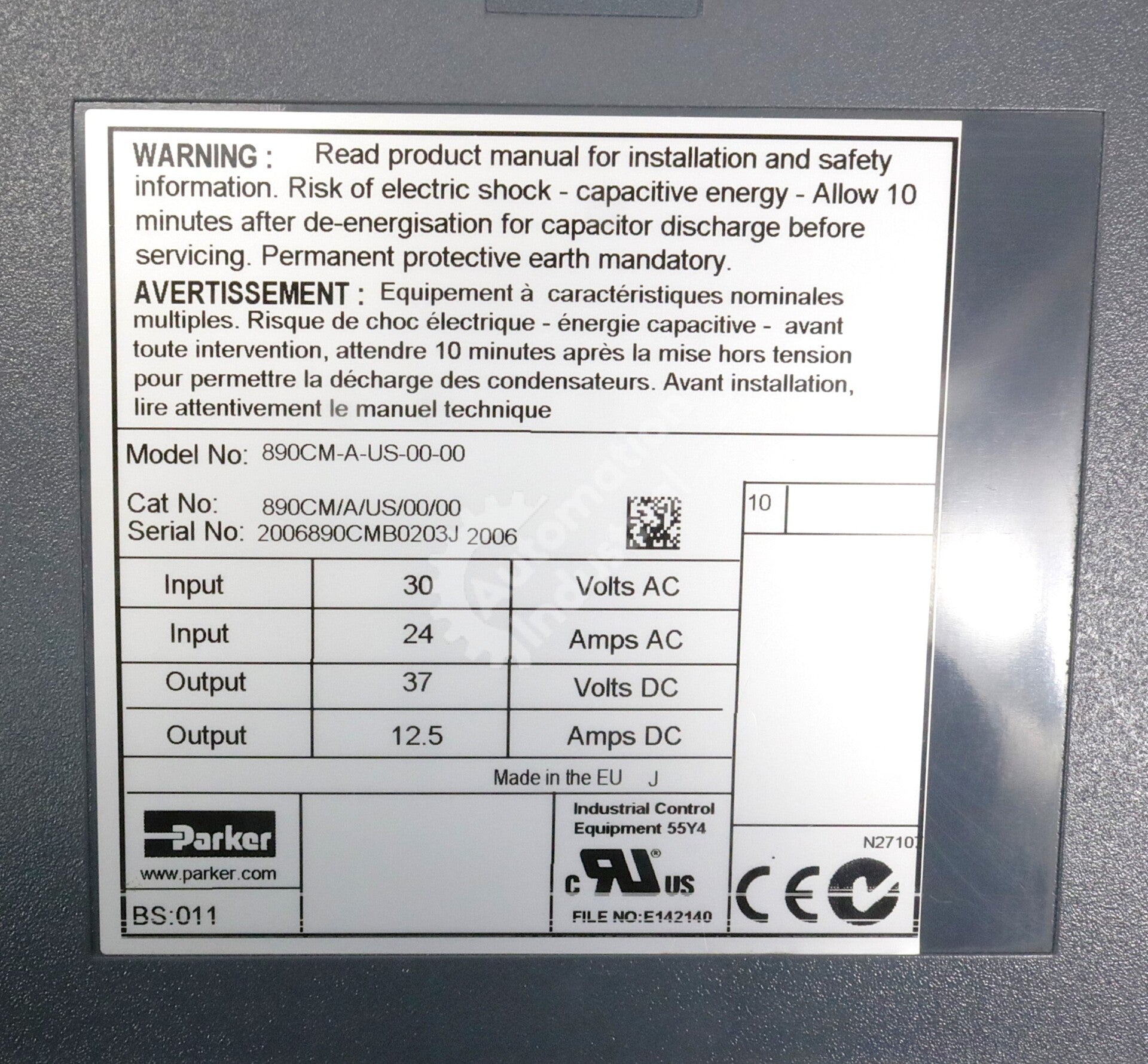 890CM/A/US/00/00 By Parker Computers 45-65Hz 30VAC Control Module