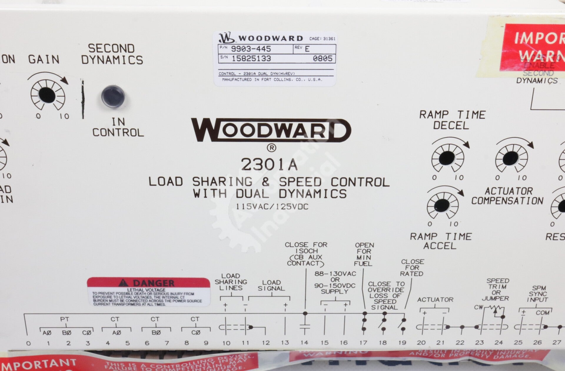 9903-445 By Woodward Load Sharing and Speed Control Module