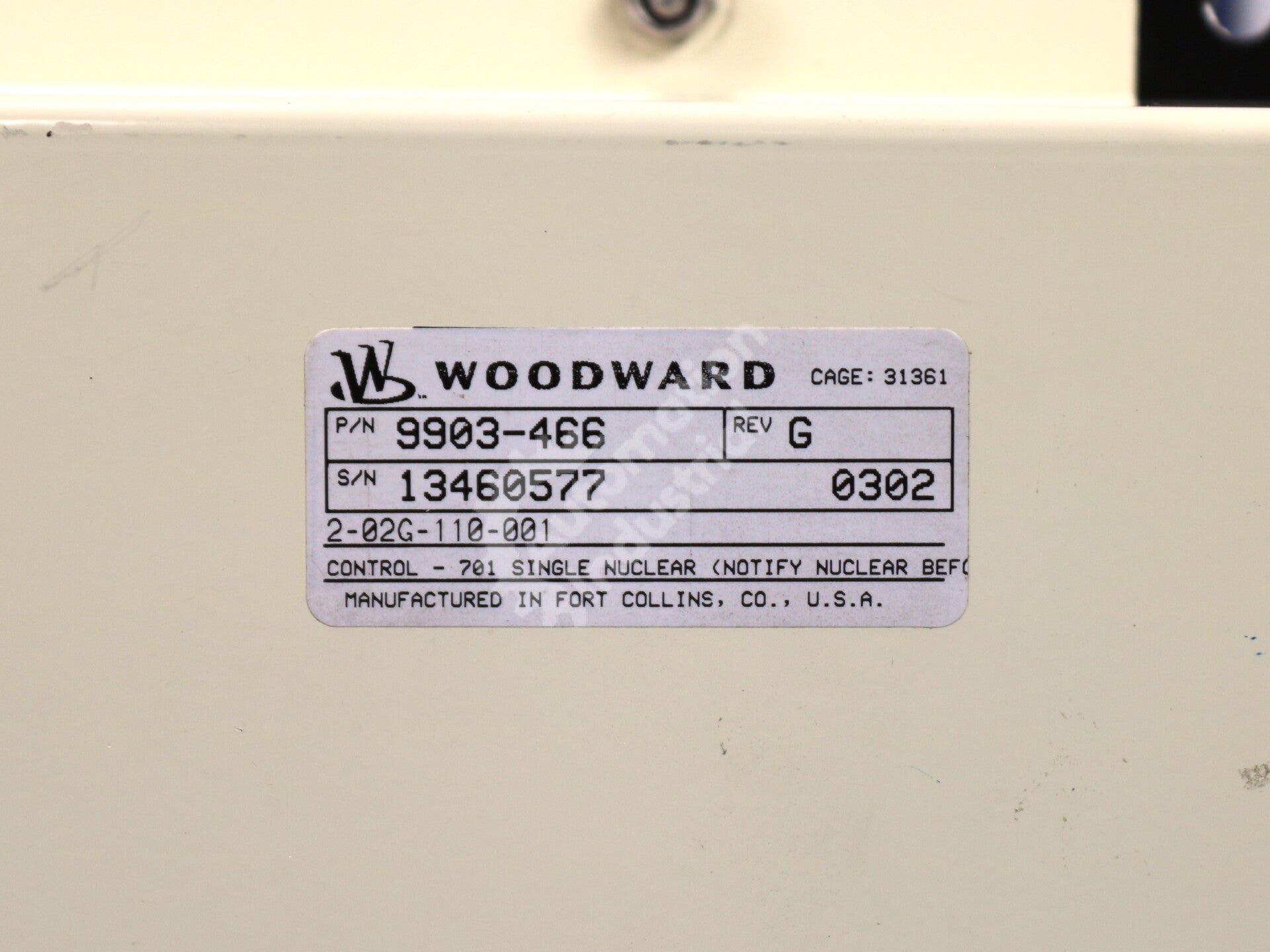 9903-466 By Woodward Nuclear Application 701 Digital Speed Control Module w/ MPU