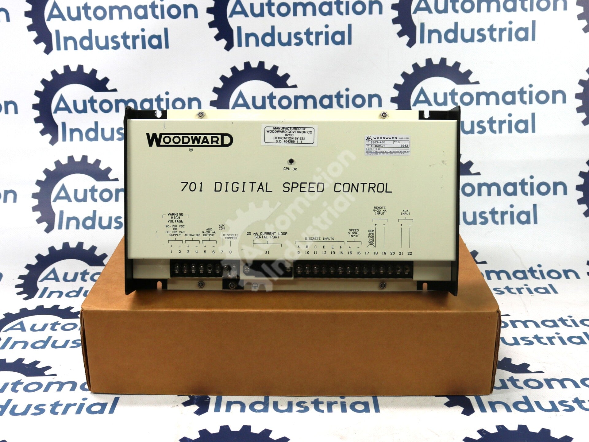 9903-466 By Woodward Nuclear Application 701 Digital Speed Control Module w/ MPU