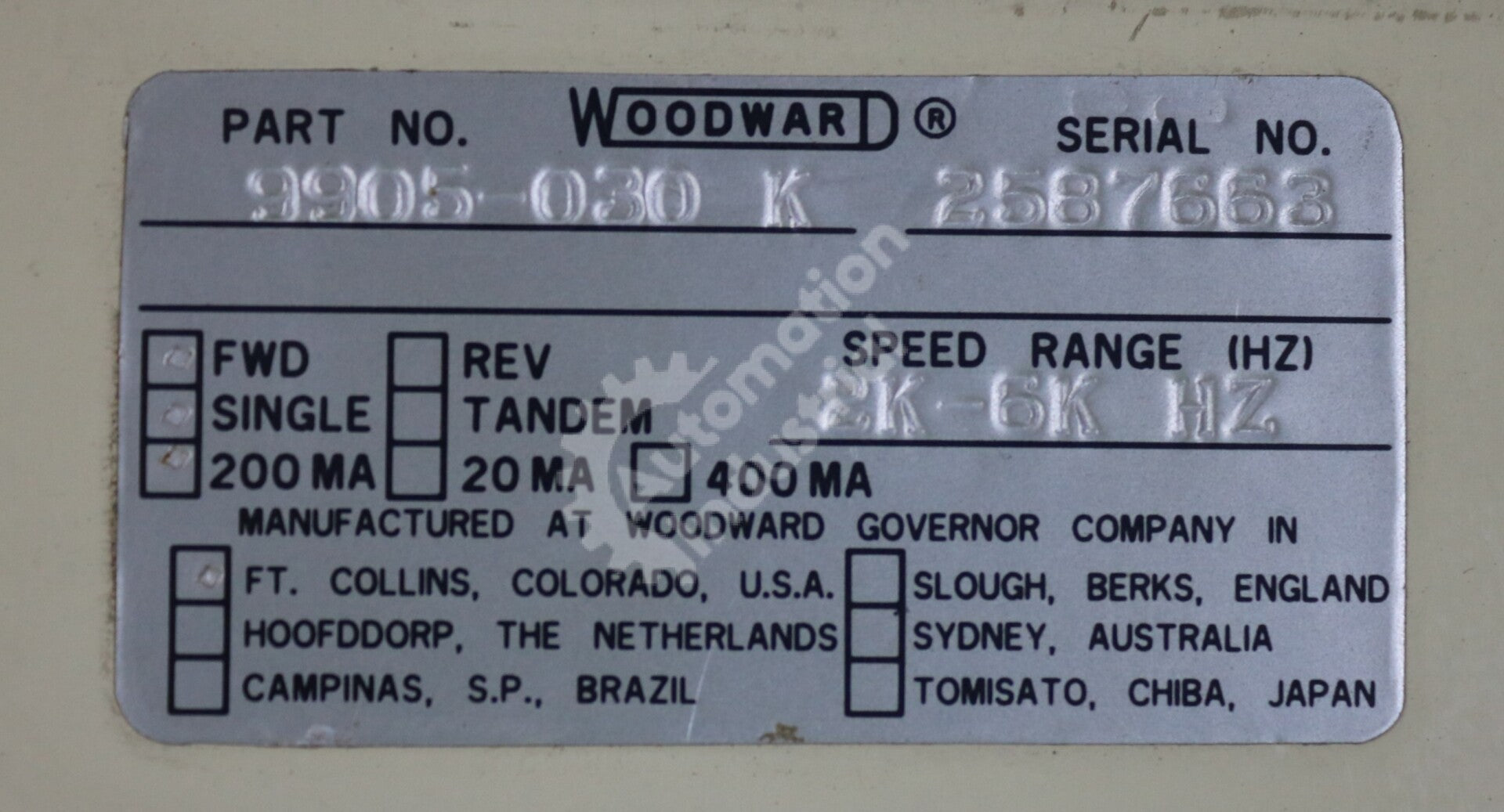 9905-030 By Woodward Load Sharing Speed Control Device.