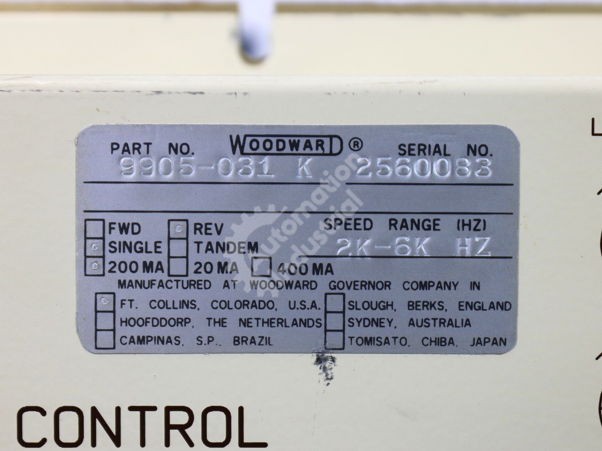9905-031 By Woodward Reverse-Acting Load Sharing and Speed Control Module